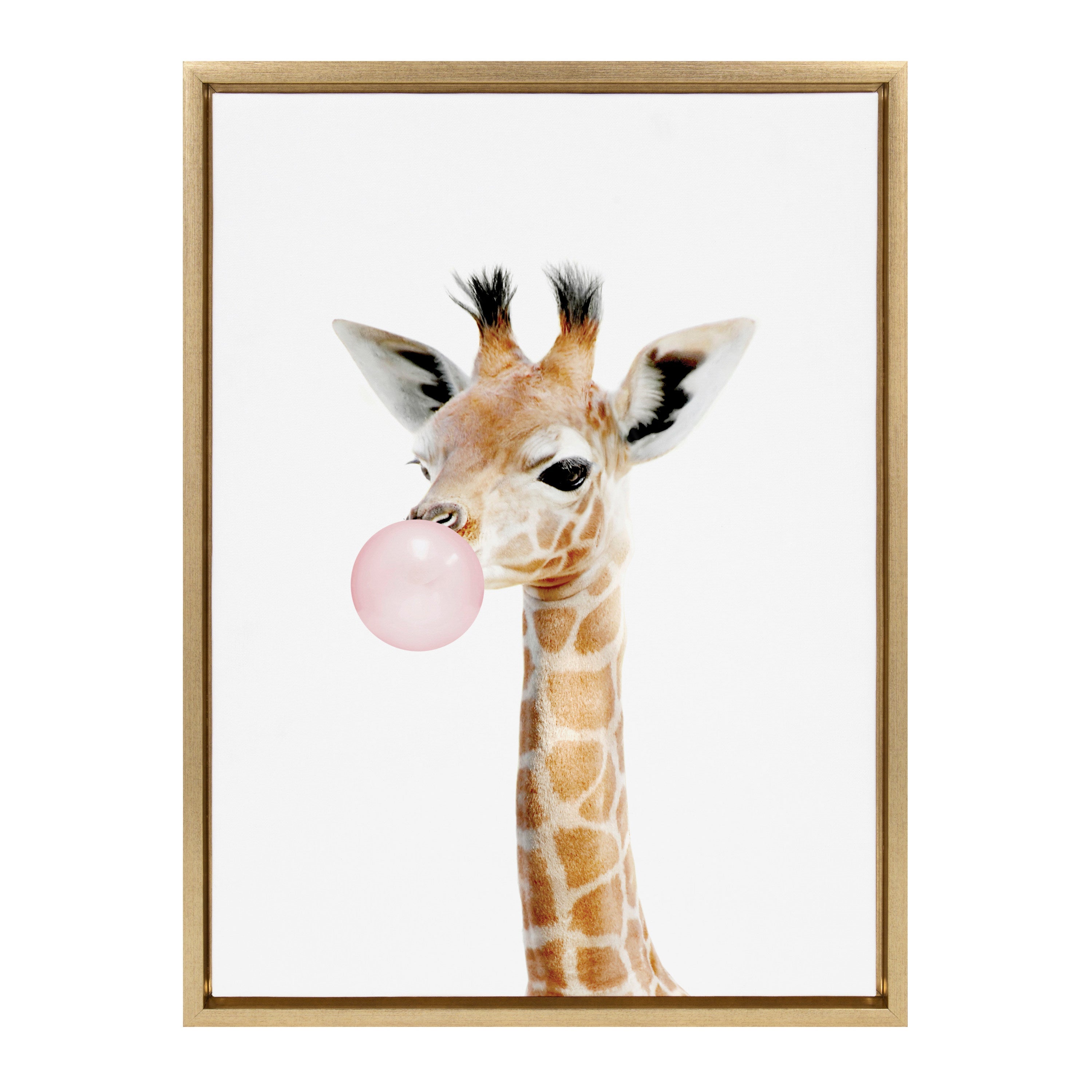 Sylvie Bubble Gum Giraffe Framed Canvas by Amy Peterson Art Studio by kateandlaurel - product image 2 for Resin Society