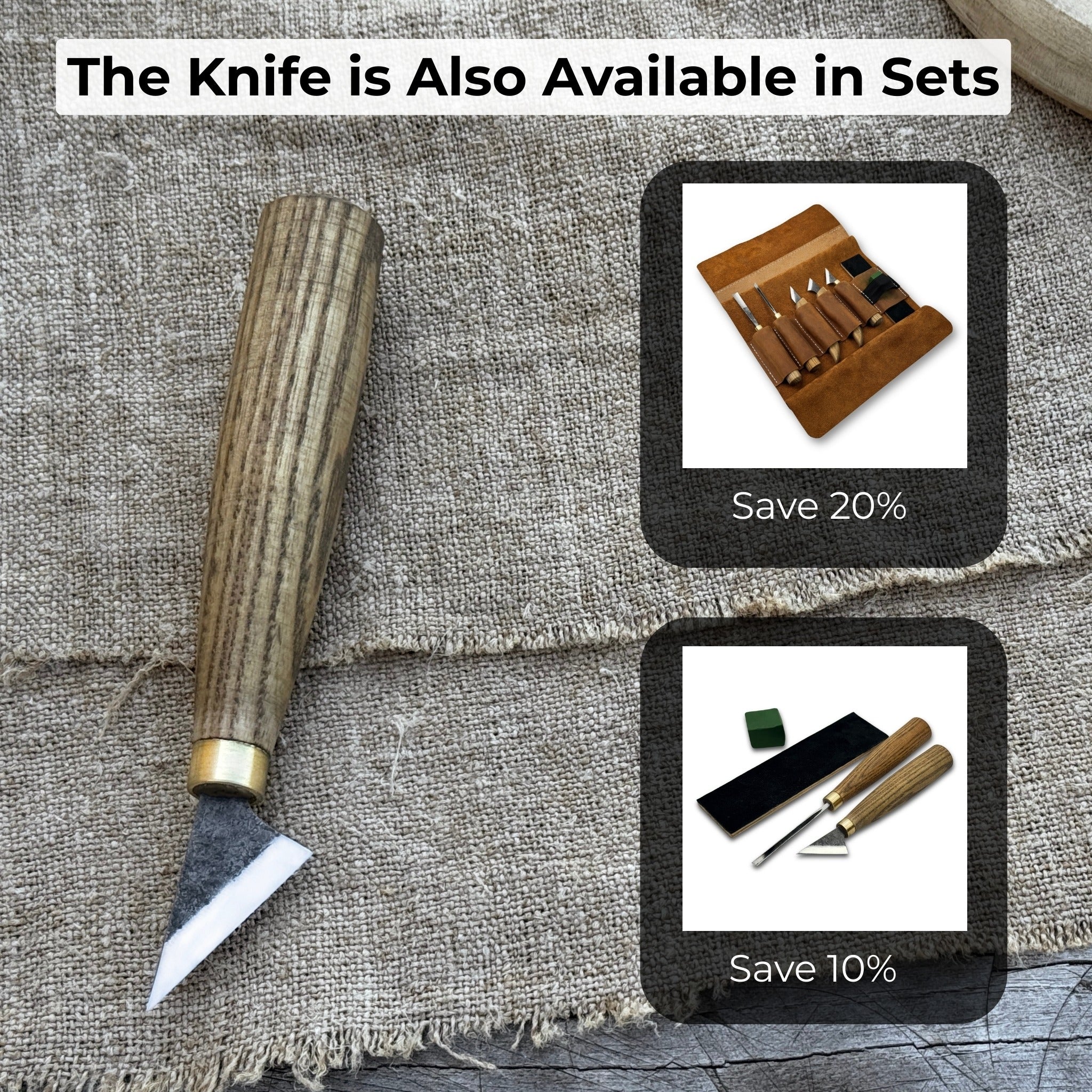 Sharky Forged Steel Tools hand-forged chip carving knife with ash wood handle