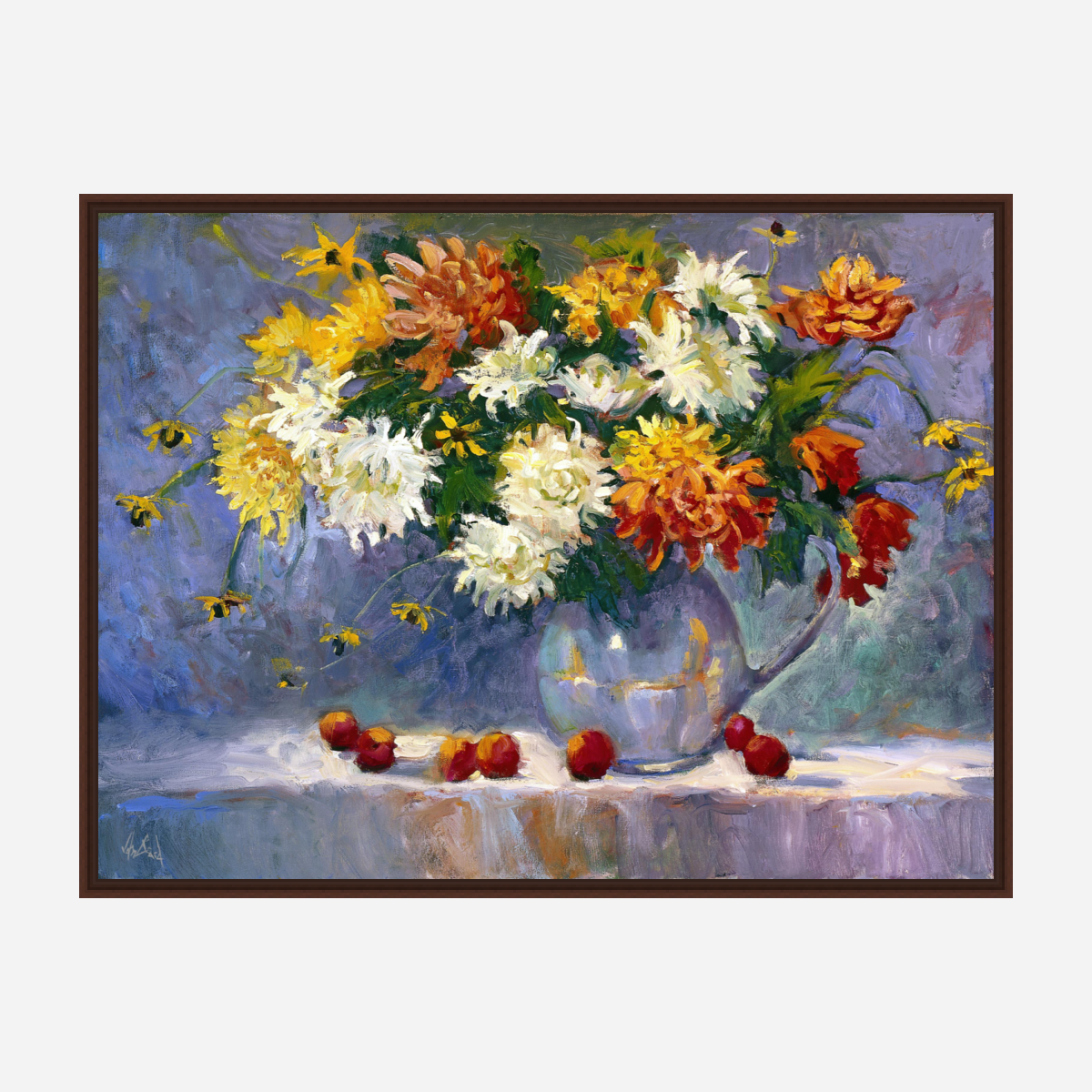 Chrysanthemums Artist Enhanced Canvas Print by John Beard Collection - product image 7 for Resin Society