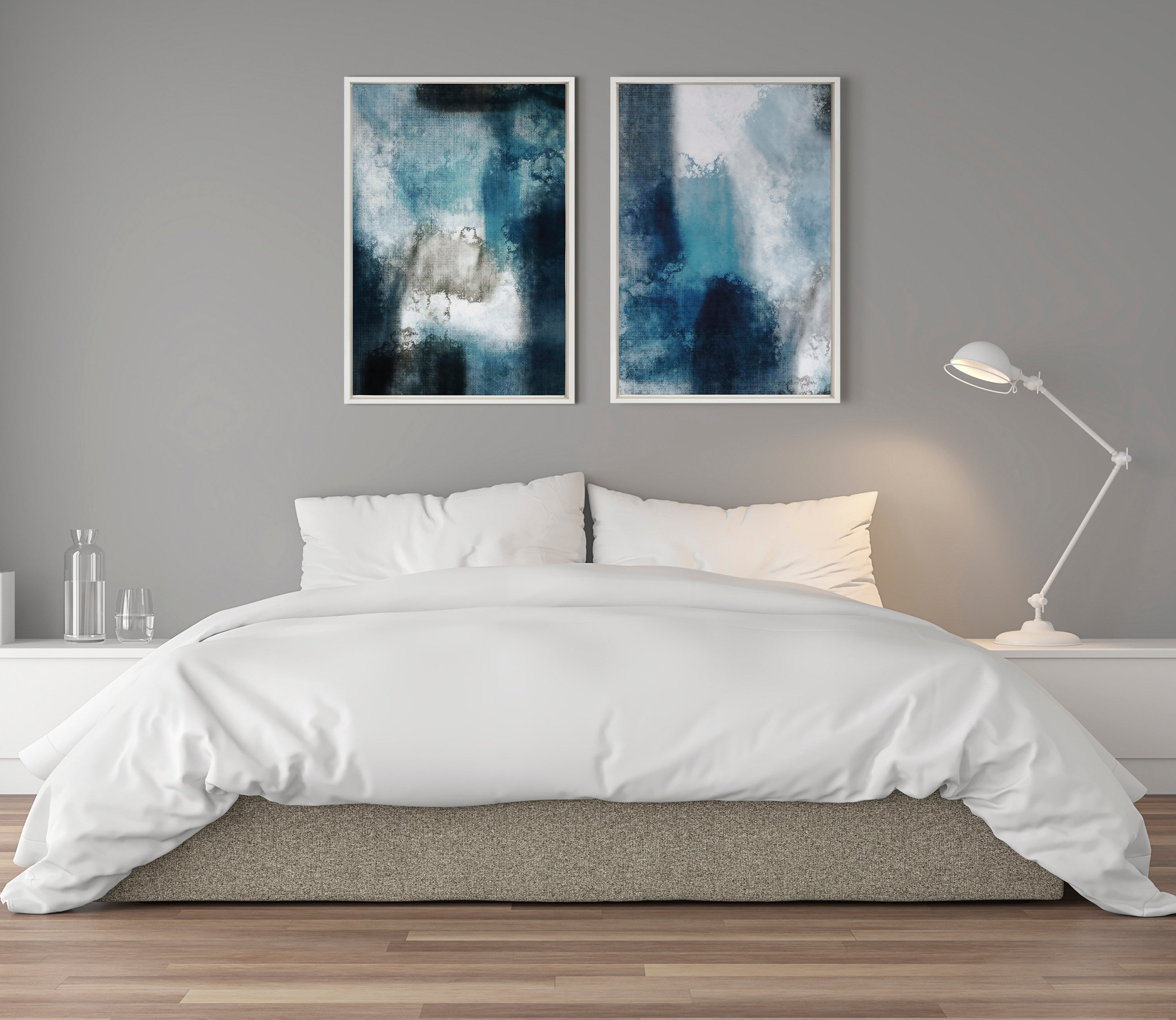 Sylvie Aqua Abstract 1 Framed Canvas by kateandlaurel - product image 5 for Resin Society
