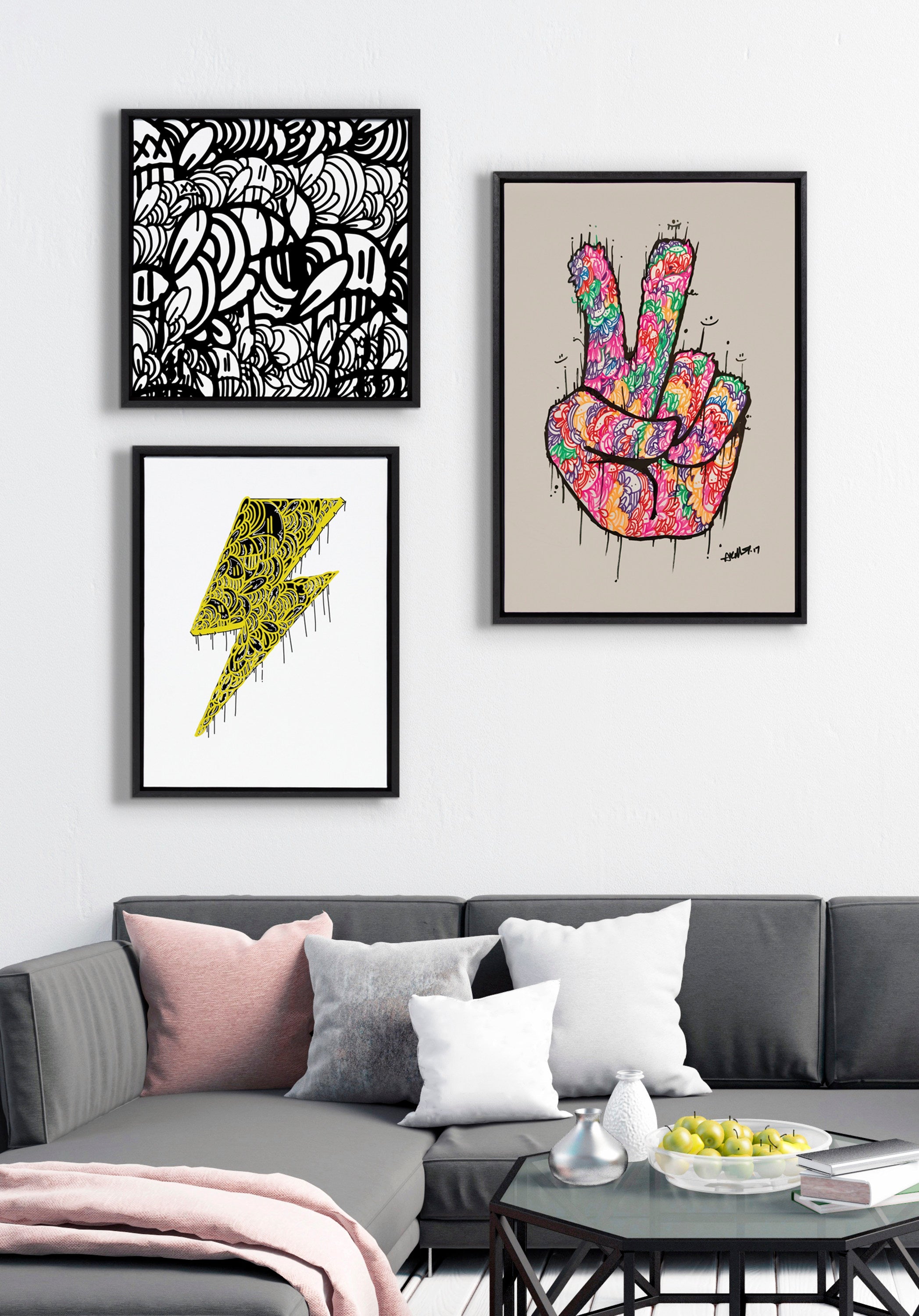 Sylvie Peace Sign Framed Canvas by kateandlaurel - product image 11 for Resin Society