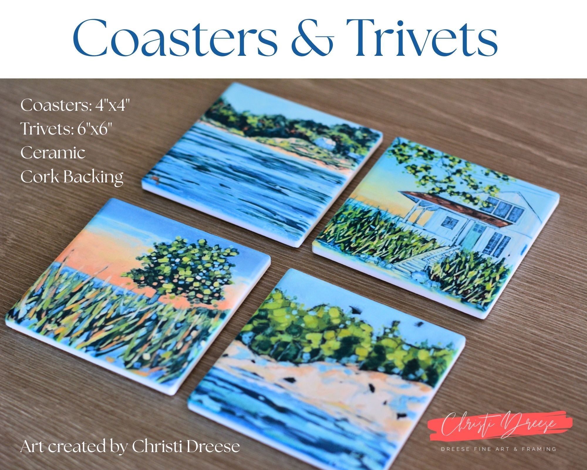 Coaster/ Trivet/ Magnet: Pink Sky at Night Grand Haven Lighthouse