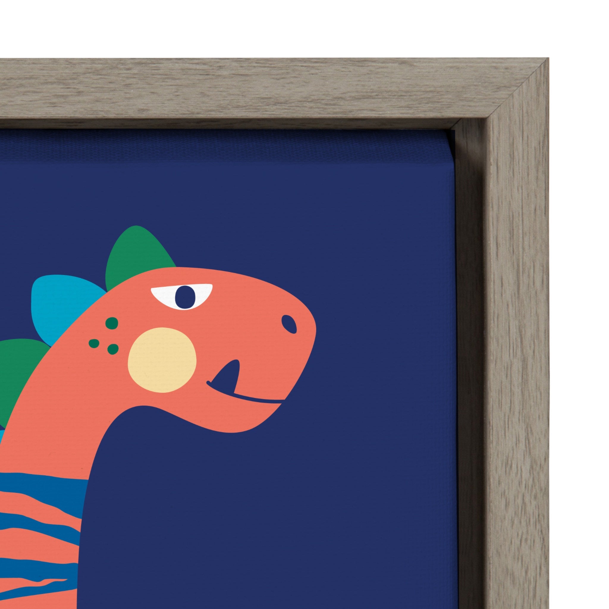 Sylvie Mid Century Modern Dino Blue Framed Canvas by kateandlaurel - product image 3 for Resin Society
