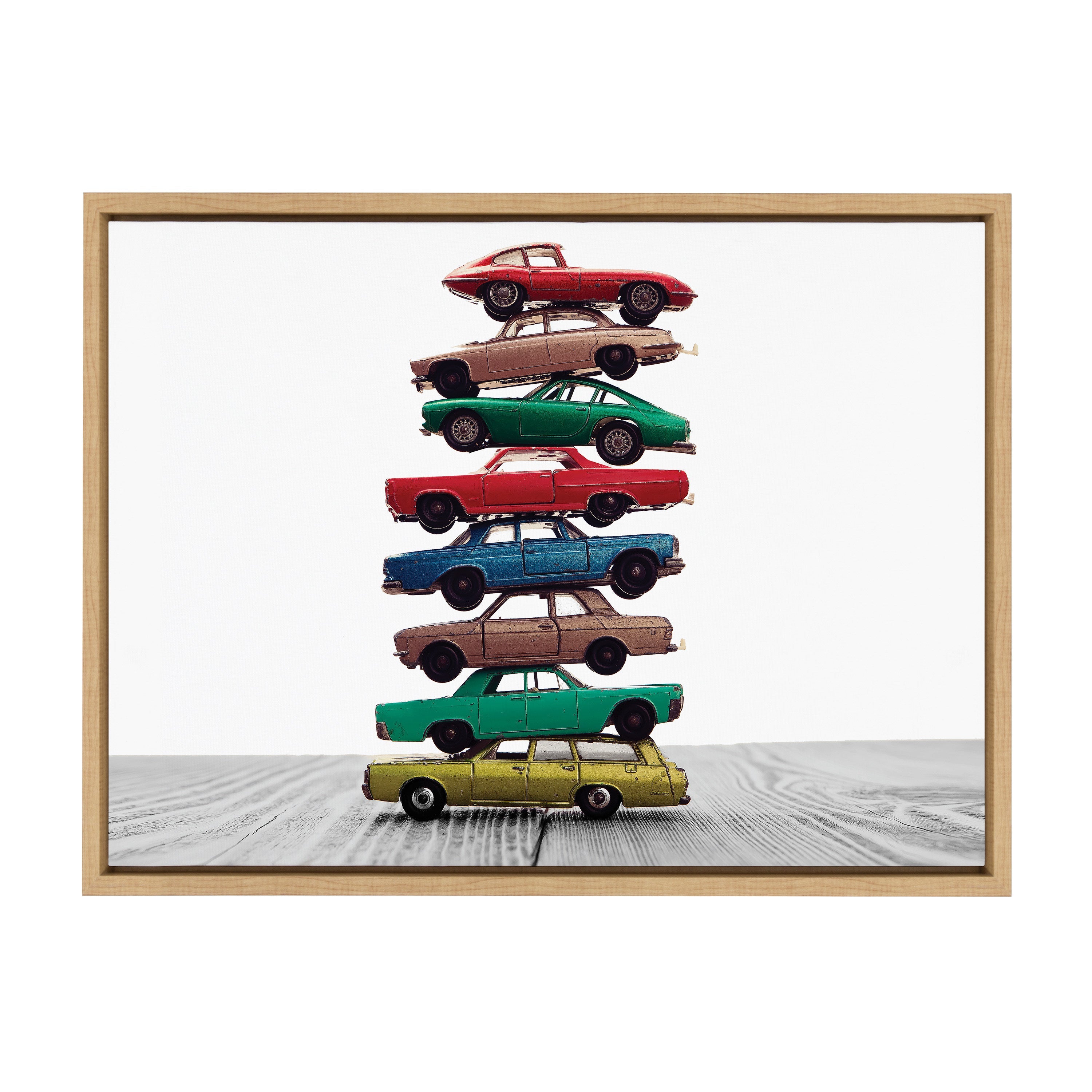Sylvie Stacked Cars Framed Canvas by Saint and Sailor Studios