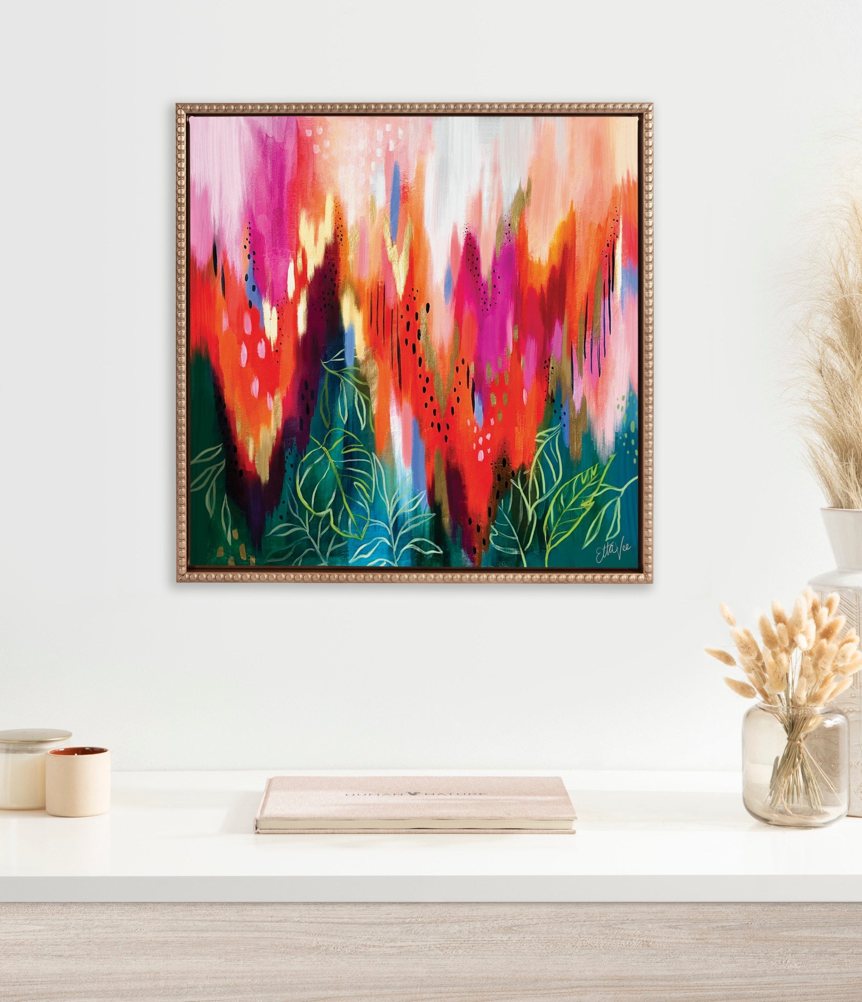 Sylvie Beaded EV Brushstroke 171 Framed Canvas by EttaVee