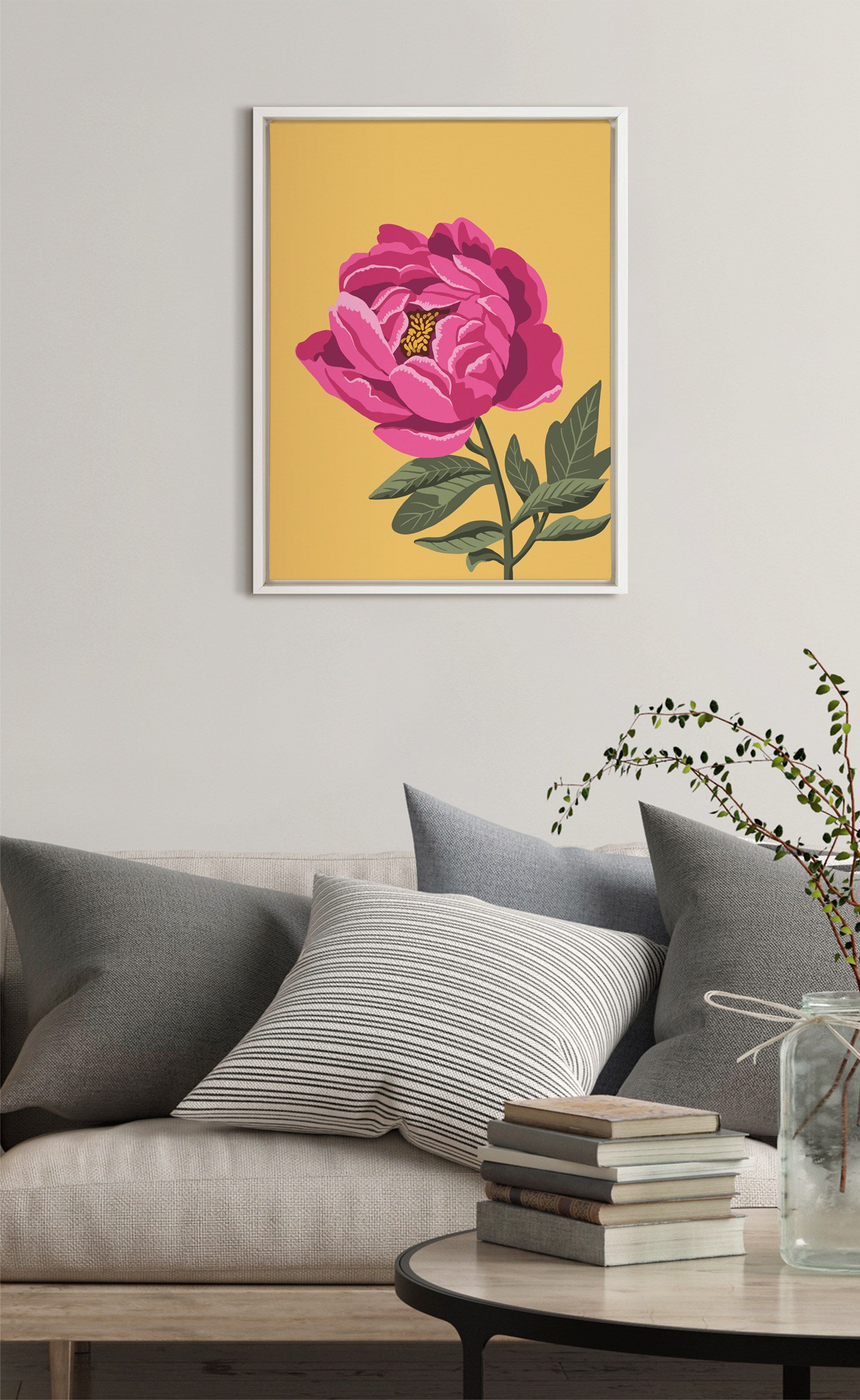 Sylvie Bright Peony Framed Canvas by kateandlaurel - product image 12 for Resin Society