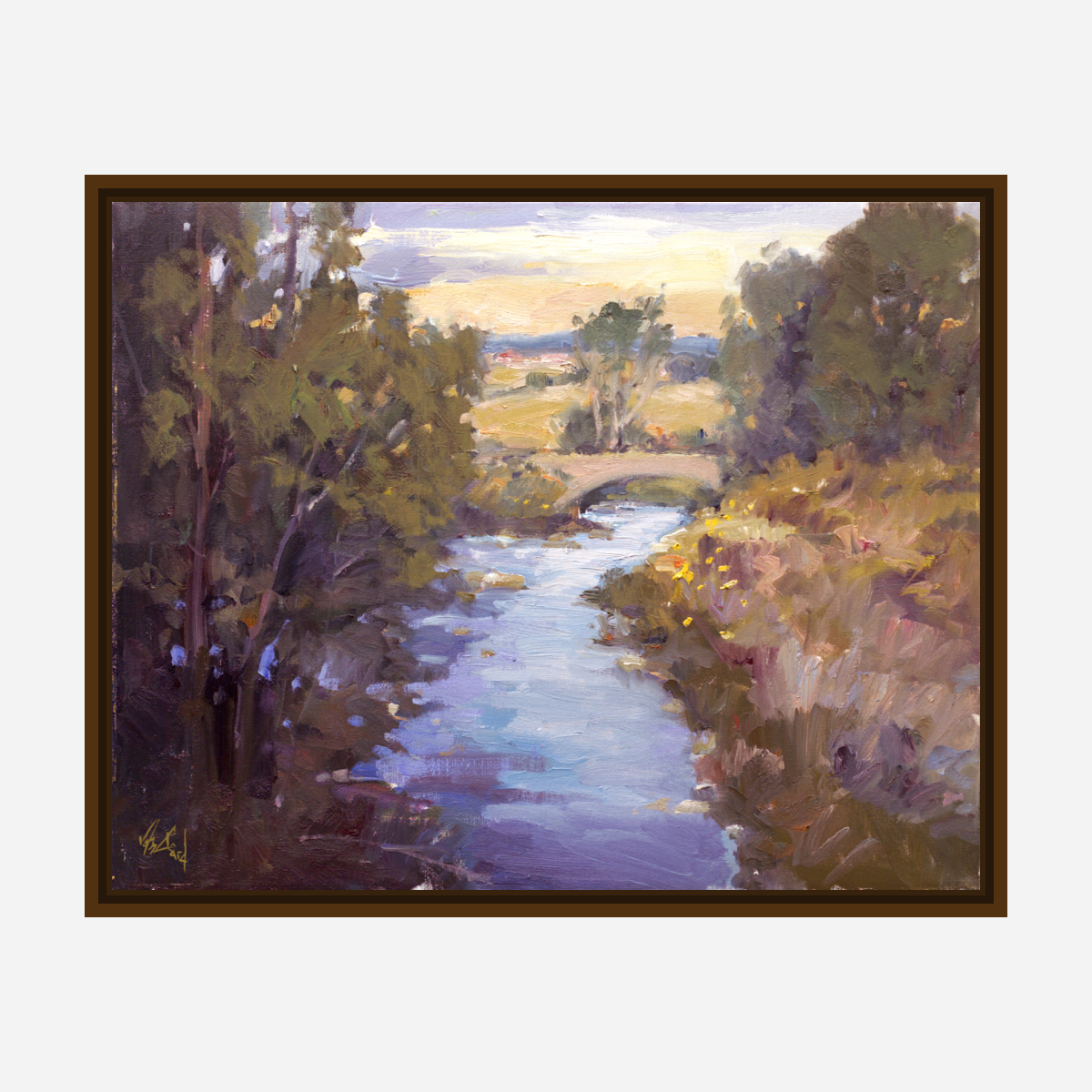 Creek with Bridge Artist Enhanced Canvas Print by John Beard Collection - product image 7 for Resin Society