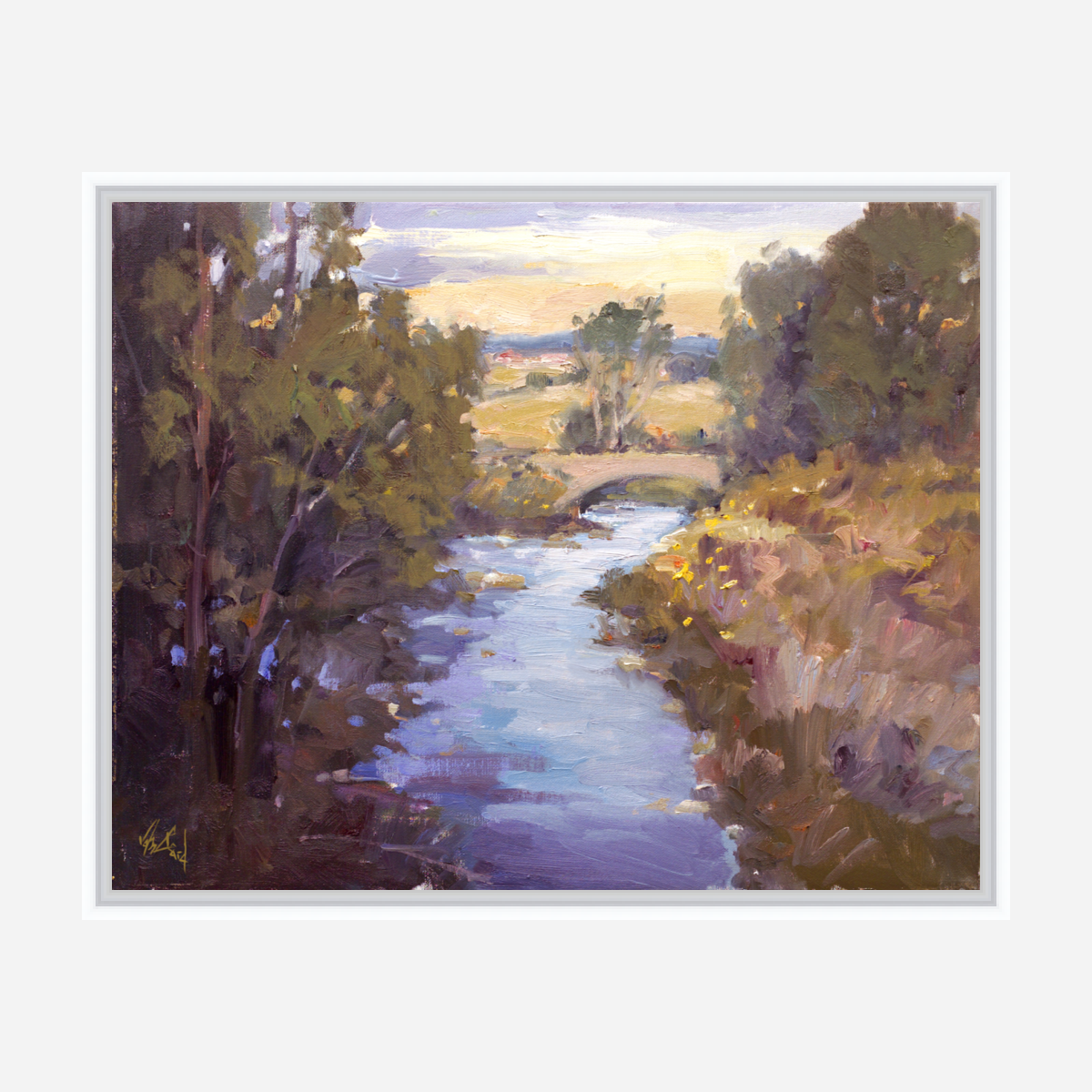 Creek with Bridge Artist Enhanced Canvas Print by John Beard Collection - product image 6 for Resin Society