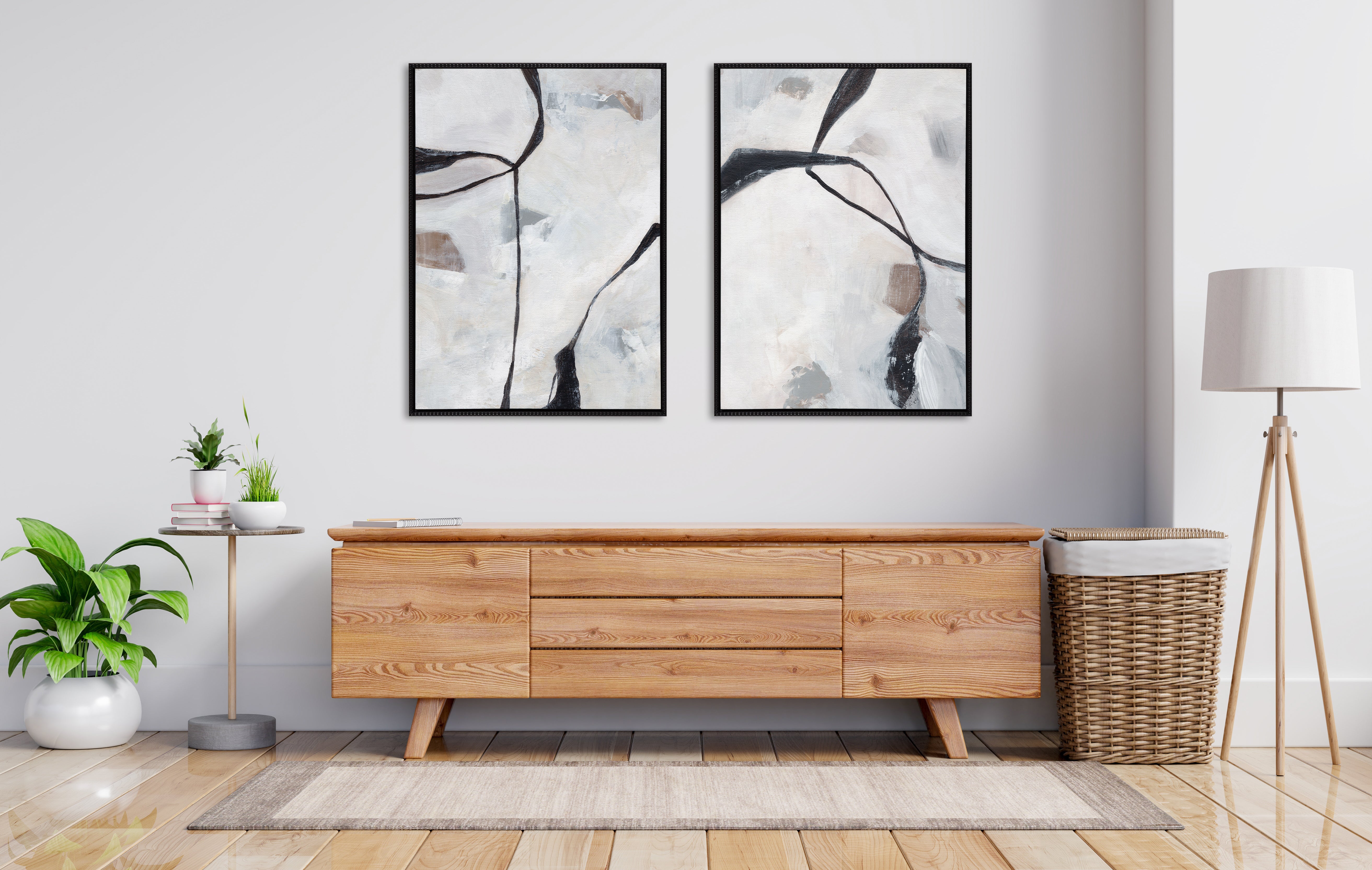Sylvie Beaded In the Quiet of Thought 1 and 2 Framed Canvas Art Set by Nikita Jariwala