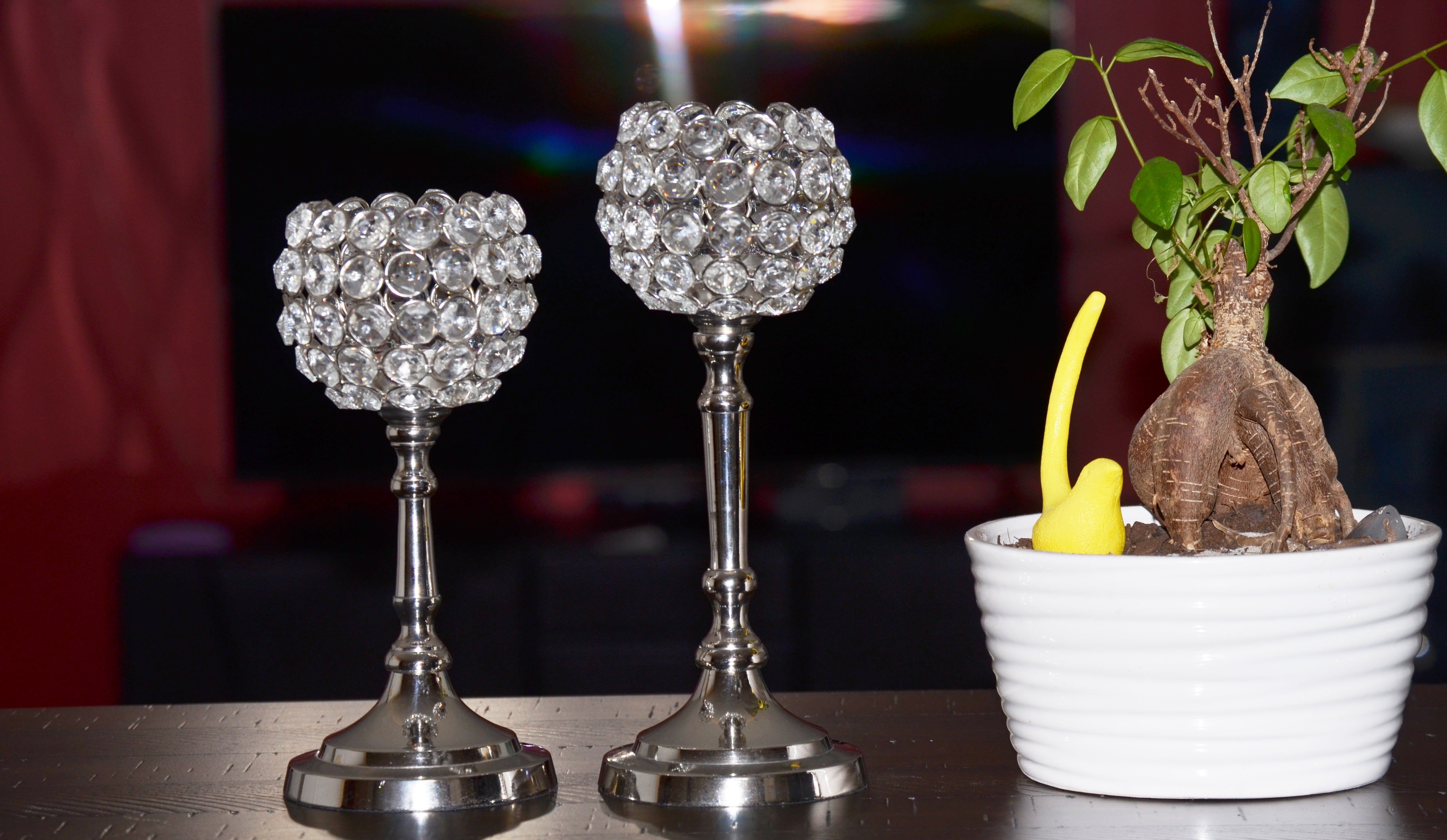 Vibhsa Hurricane Set of 2 Crystal Candle Holder