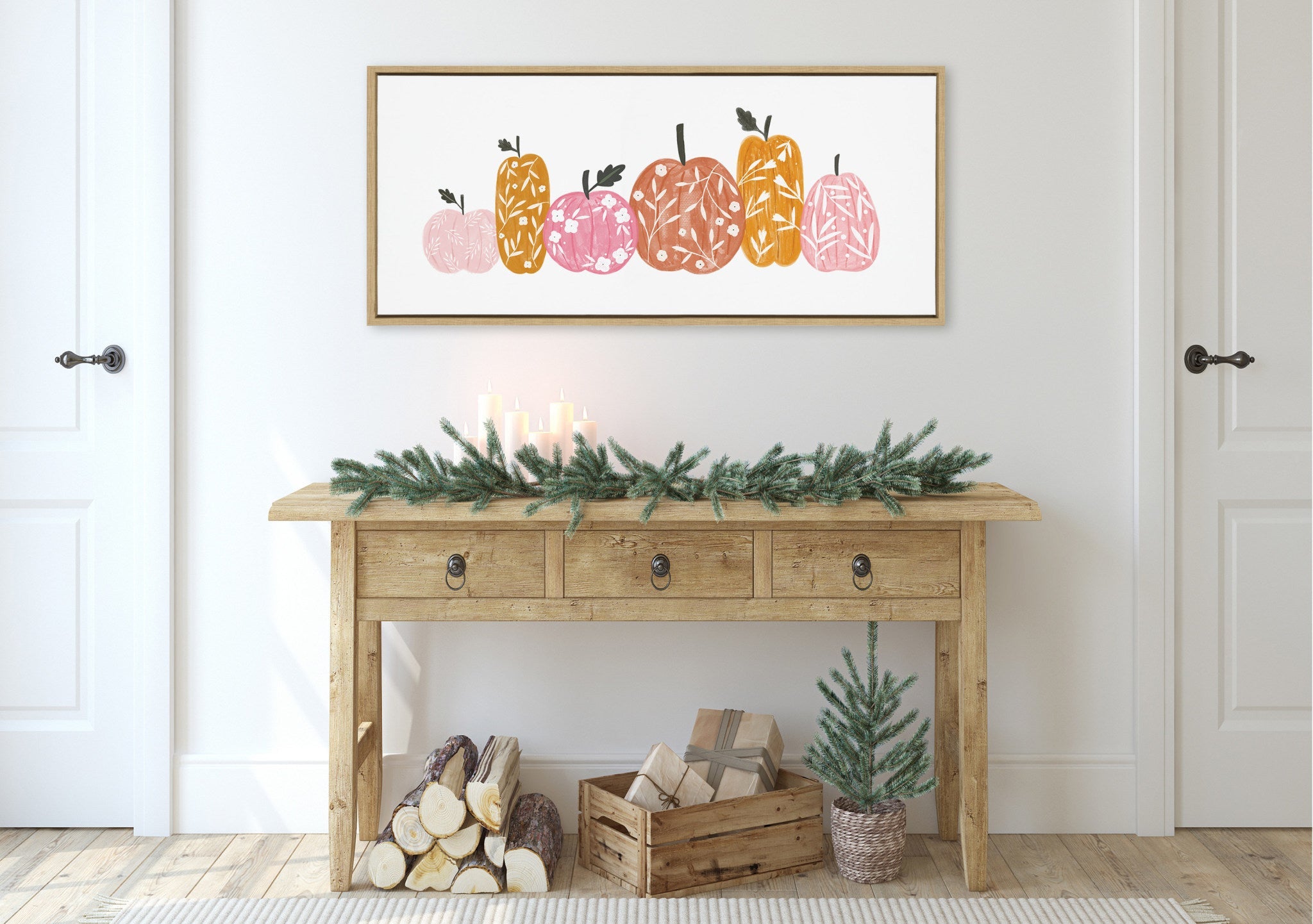 Sylvie Crafted Pumpkins Framed Canvas by Duchess Plum
