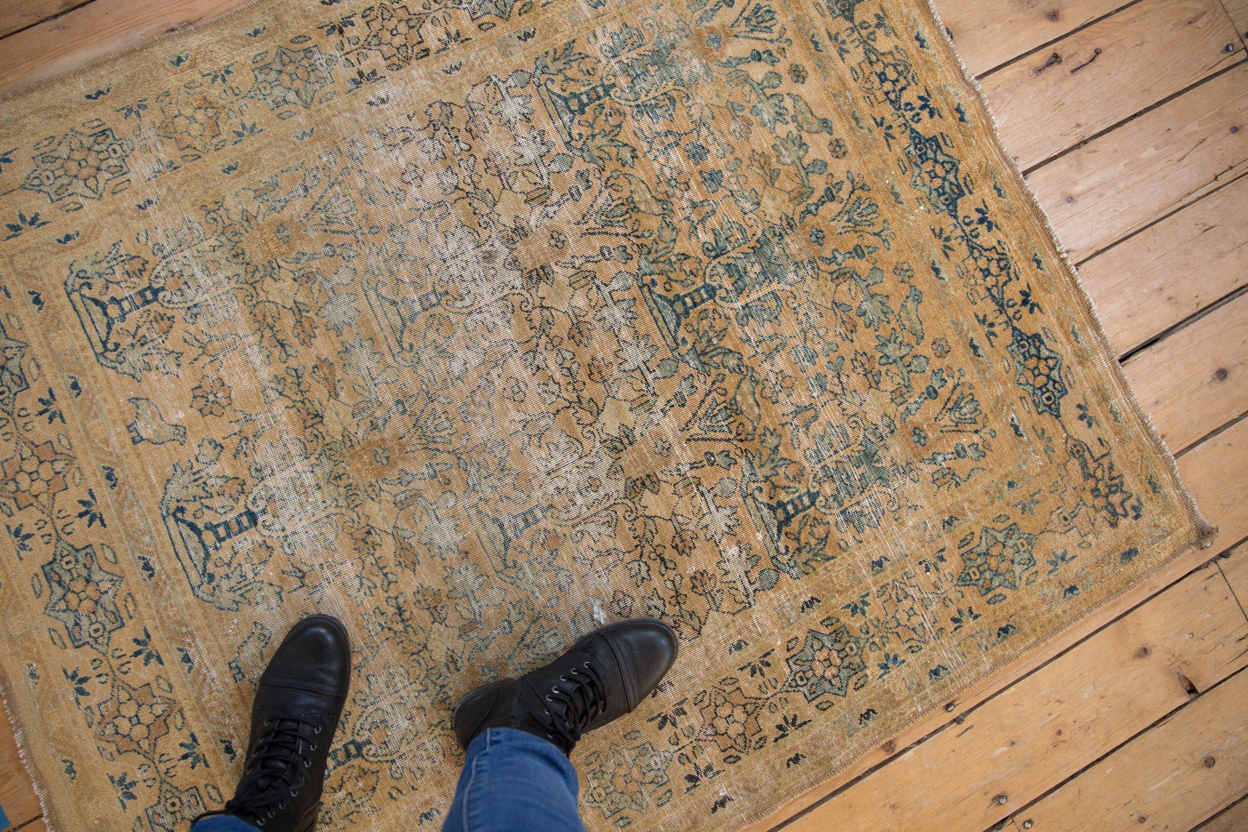 4x4.5 Vintage Distressed Meshed Square Rug by Old New House® - product image 2 for Resin Society