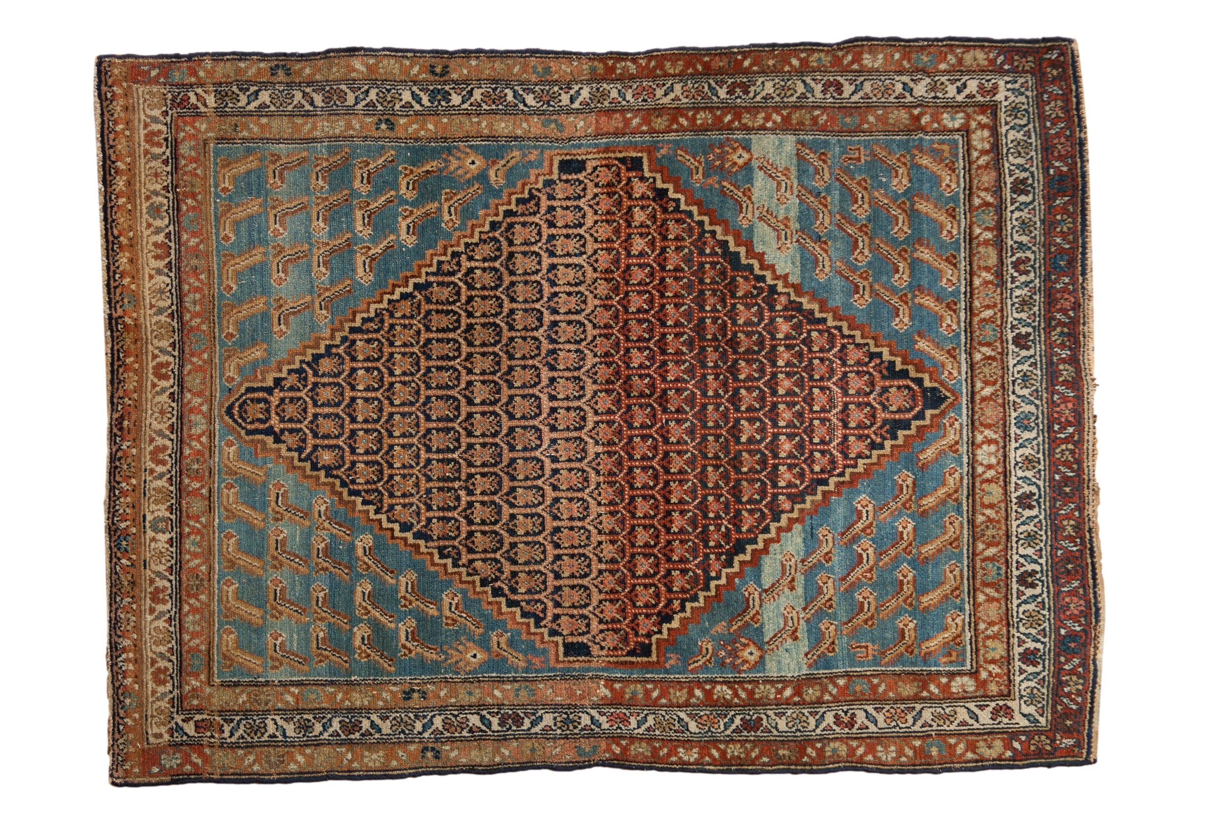 4x5.5 Antique Distressed Hamadan Rug by Old New House® - main product image for Resin Society