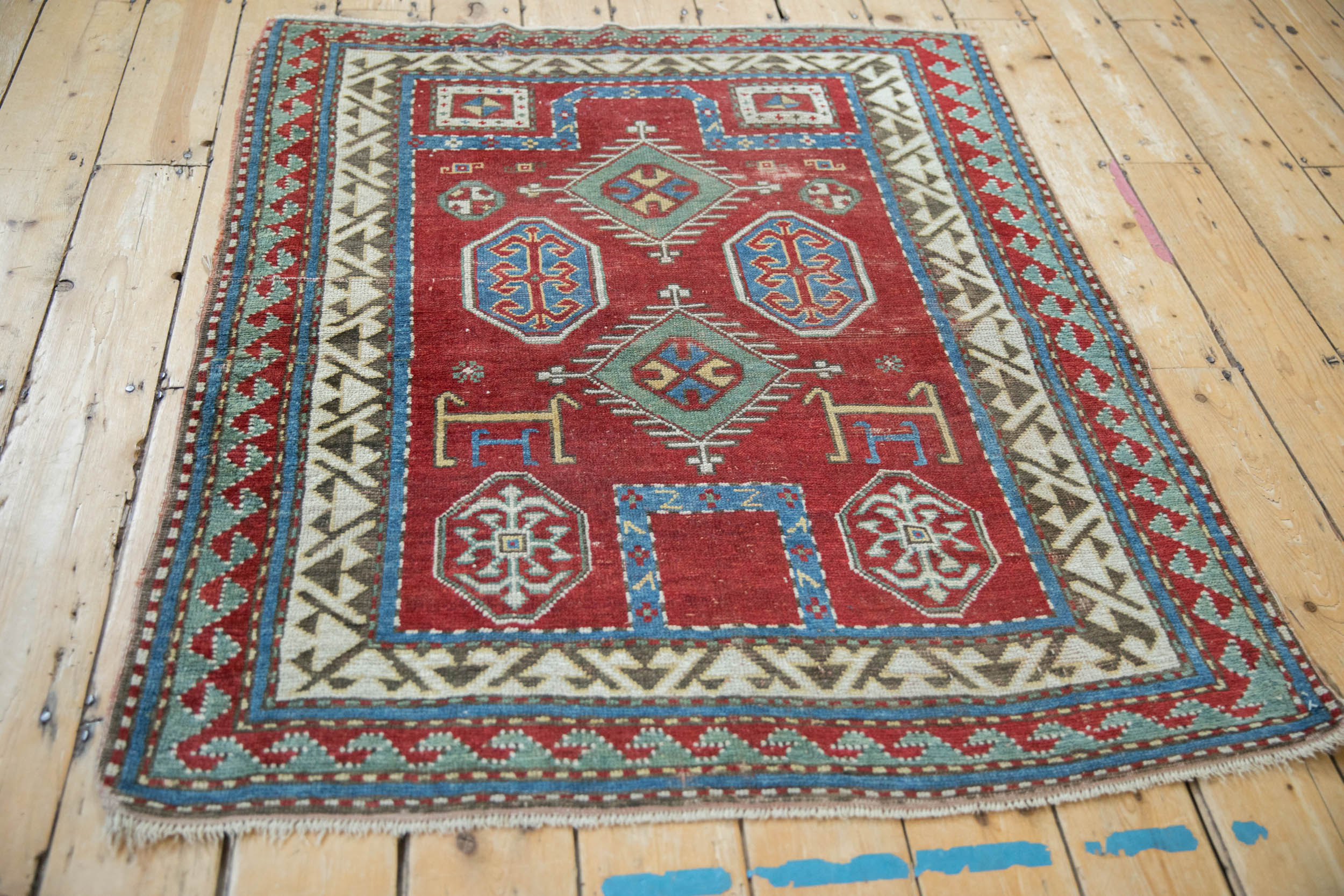 3.5x4.5 Antique Kazak Square Rug by Old New House® - product image 5 for Resin Society