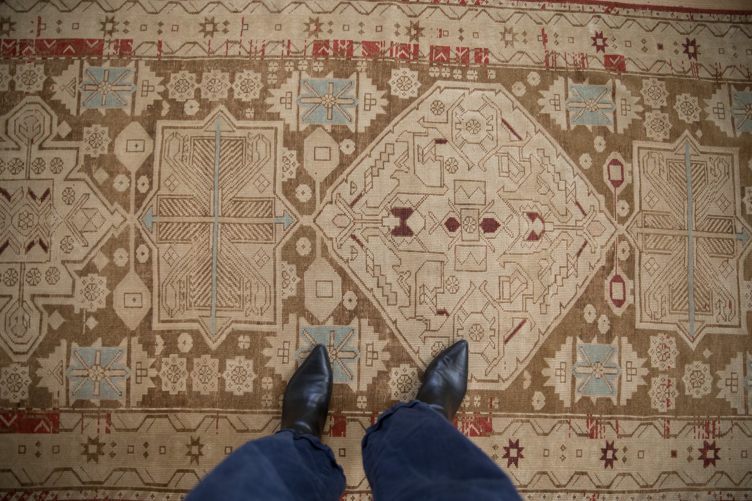 4x9.5 Antique Distressed Caucasian Rug Runner by Old New House® - product image 2 for Resin Society
