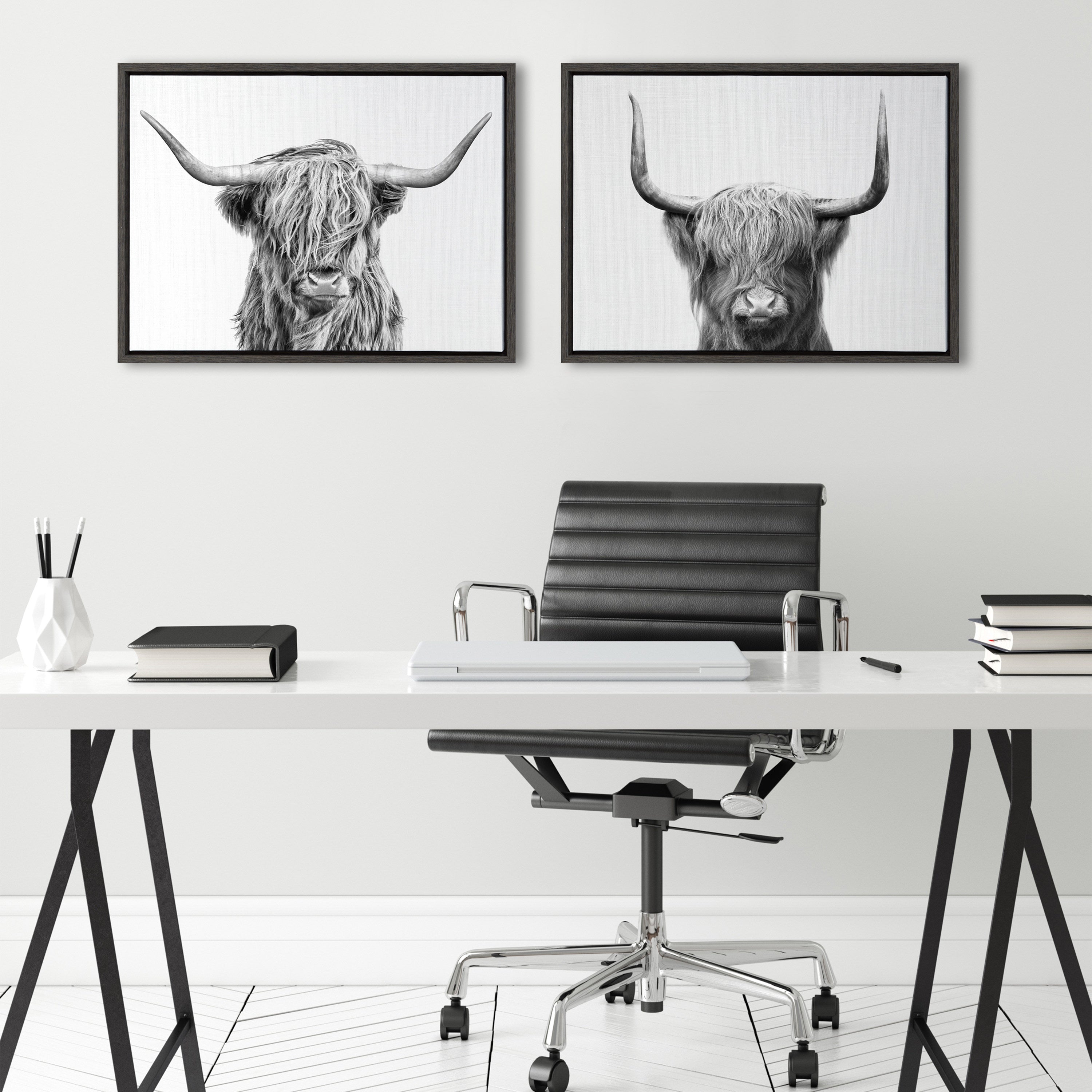 Sylvie Highland and Highland Cow 2 Framed Canvas by kateandlaurel - product image 4 for Resin Society