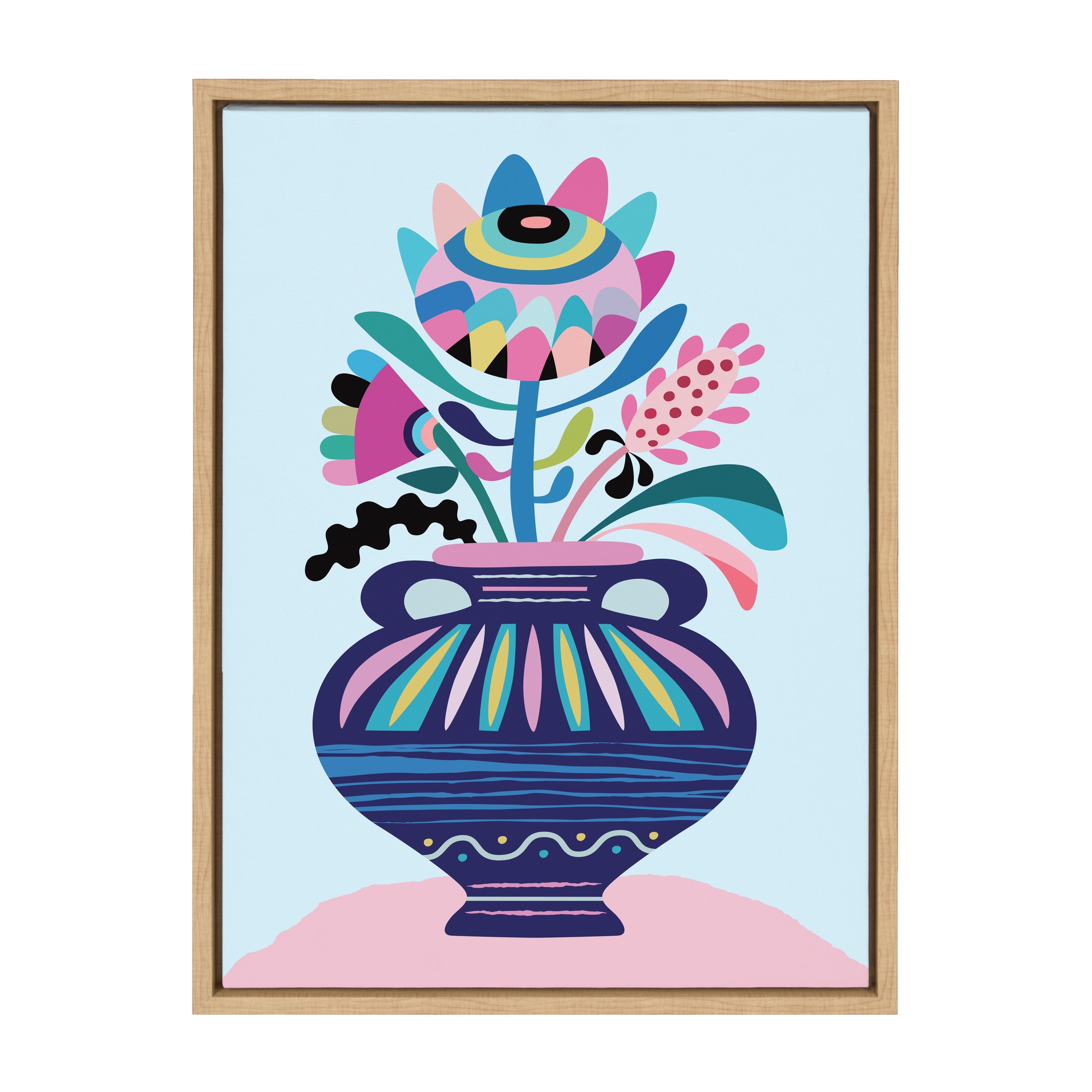 Sylvie Mid Century Modern Whimsical Floral Framed Canvas by kateandlaurel - product image 15 for Resin Society