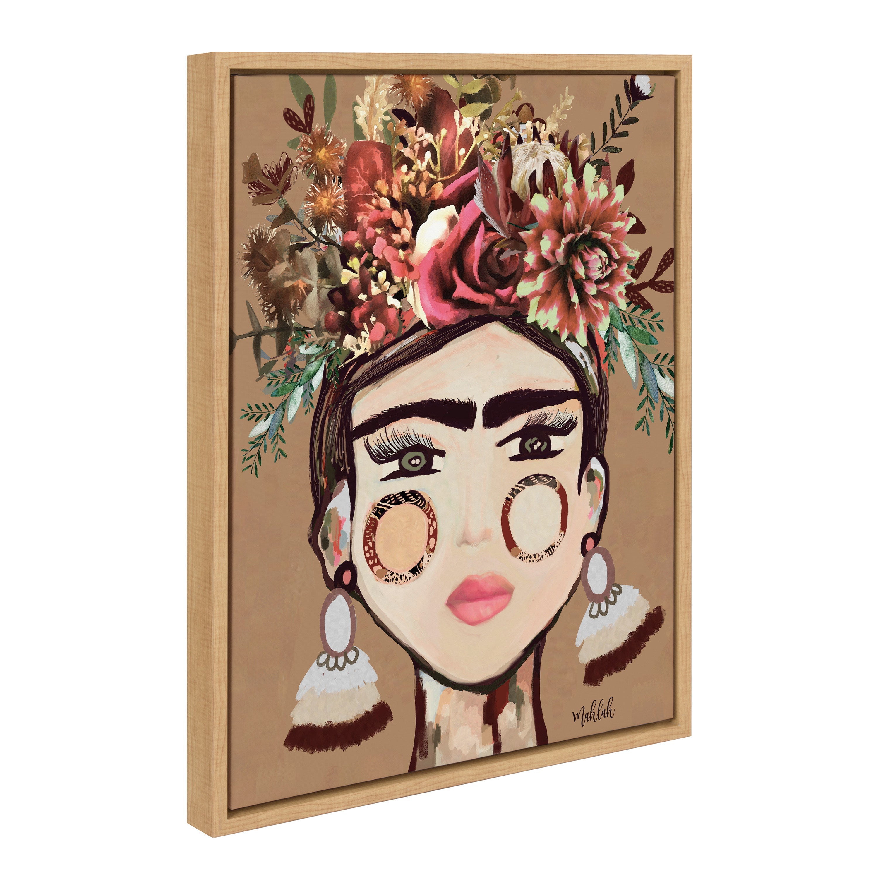 Sylvie Warm Frida Framed Canvas by Inkheart Designs