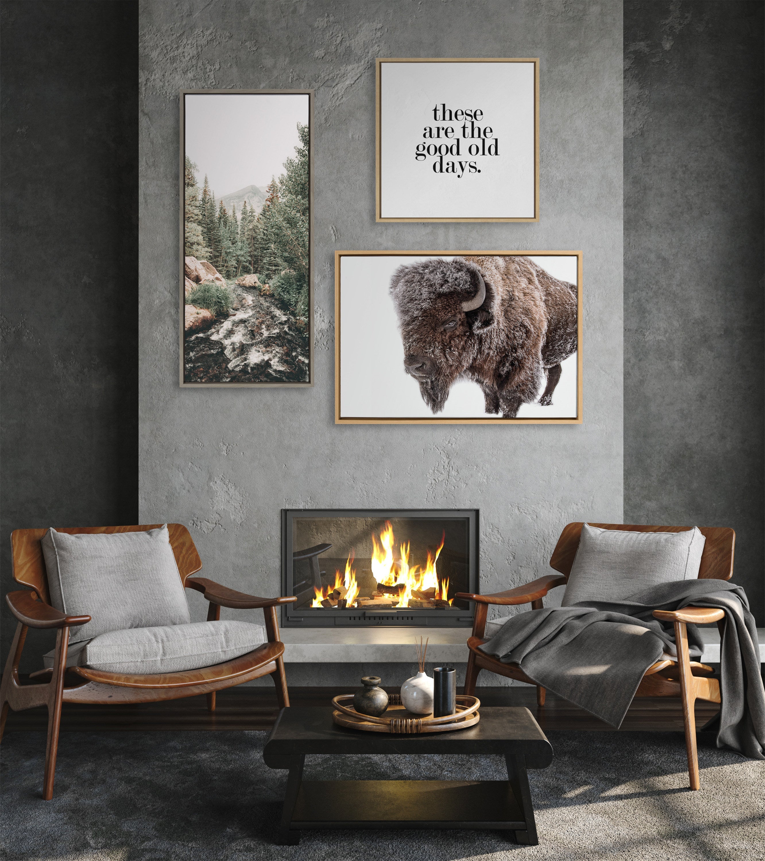 Sylvie Bison in Snow Framed Canvas by Amy Peterson Art Studio