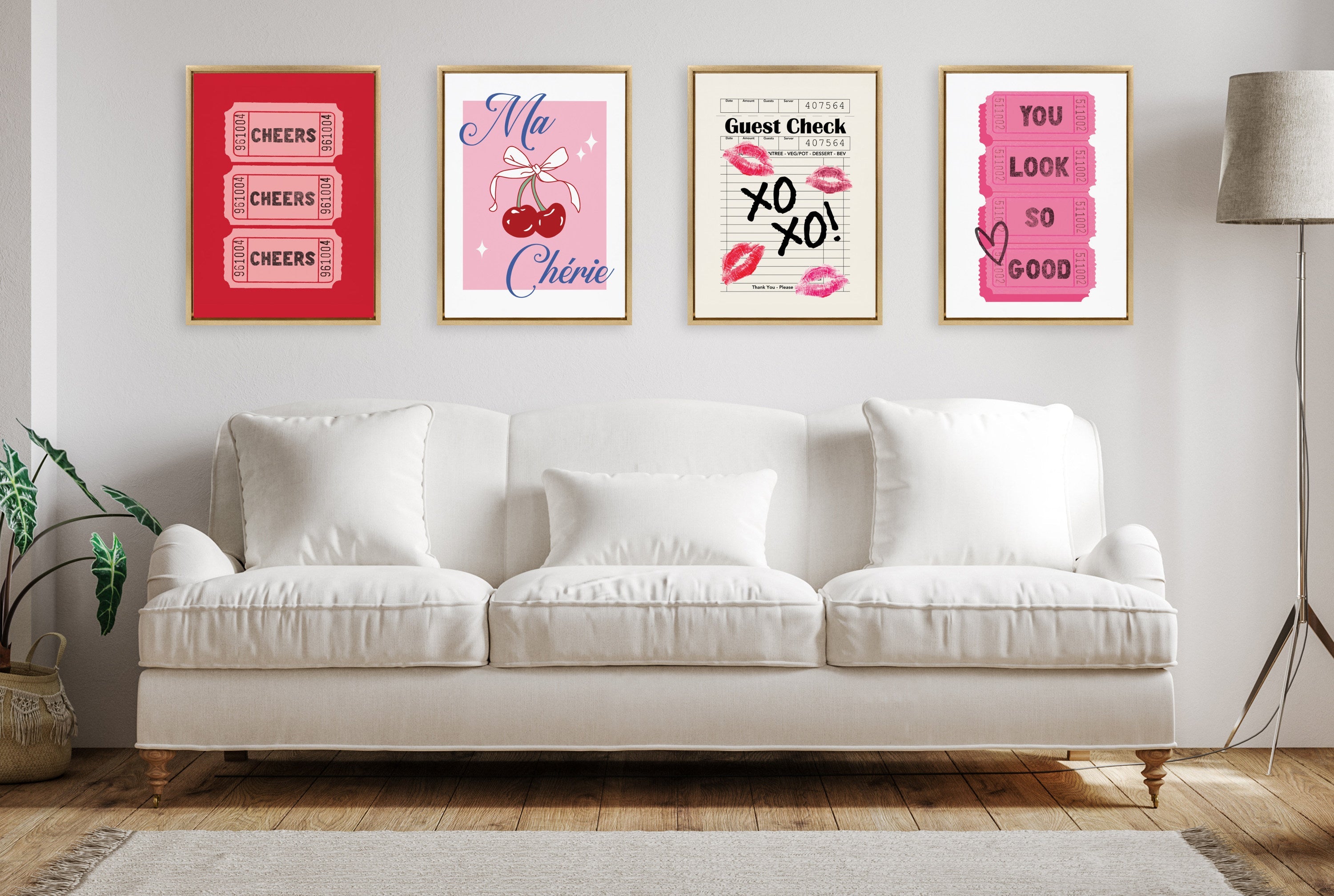 Sylvie XOXO Kisses Guest Check Framed Canvas by Alli Standefer