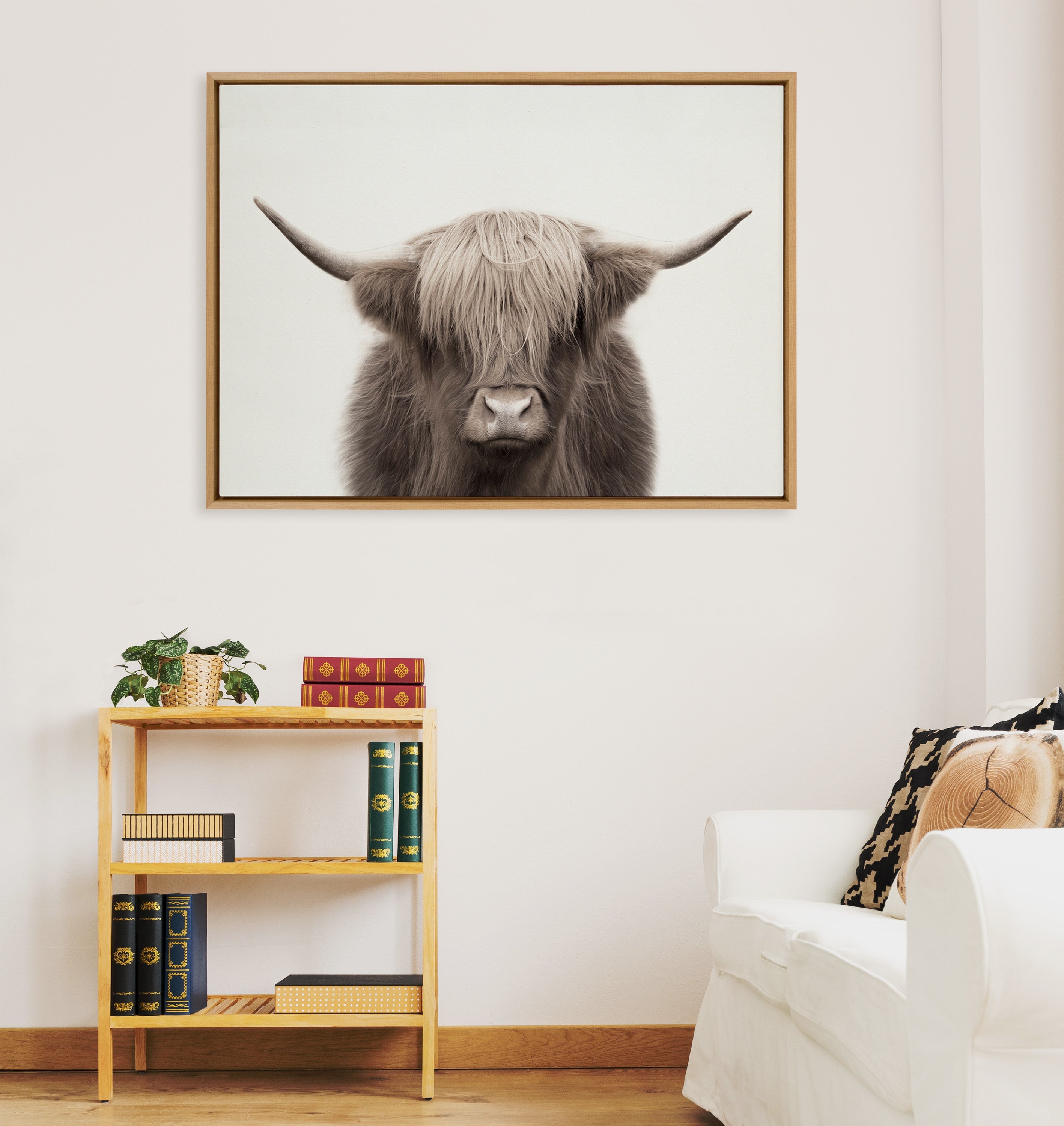 Sylvie Hey Dude Highland Cow Color Framed Canvas by The Creative Bunch