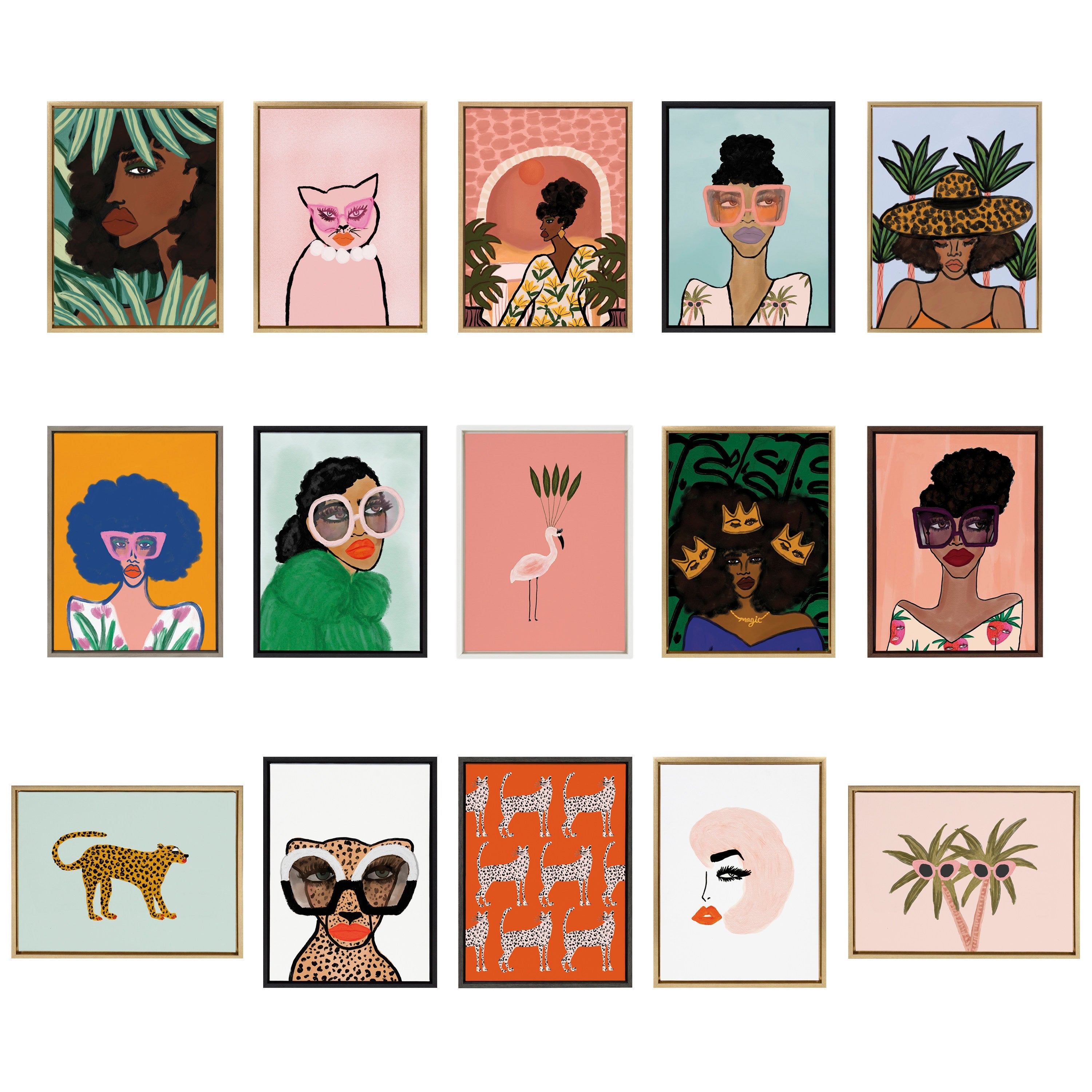 Sylvie Cheetah 4 Framed Canvas by Kendra Dandy of Bouffants and Broken Hearts
