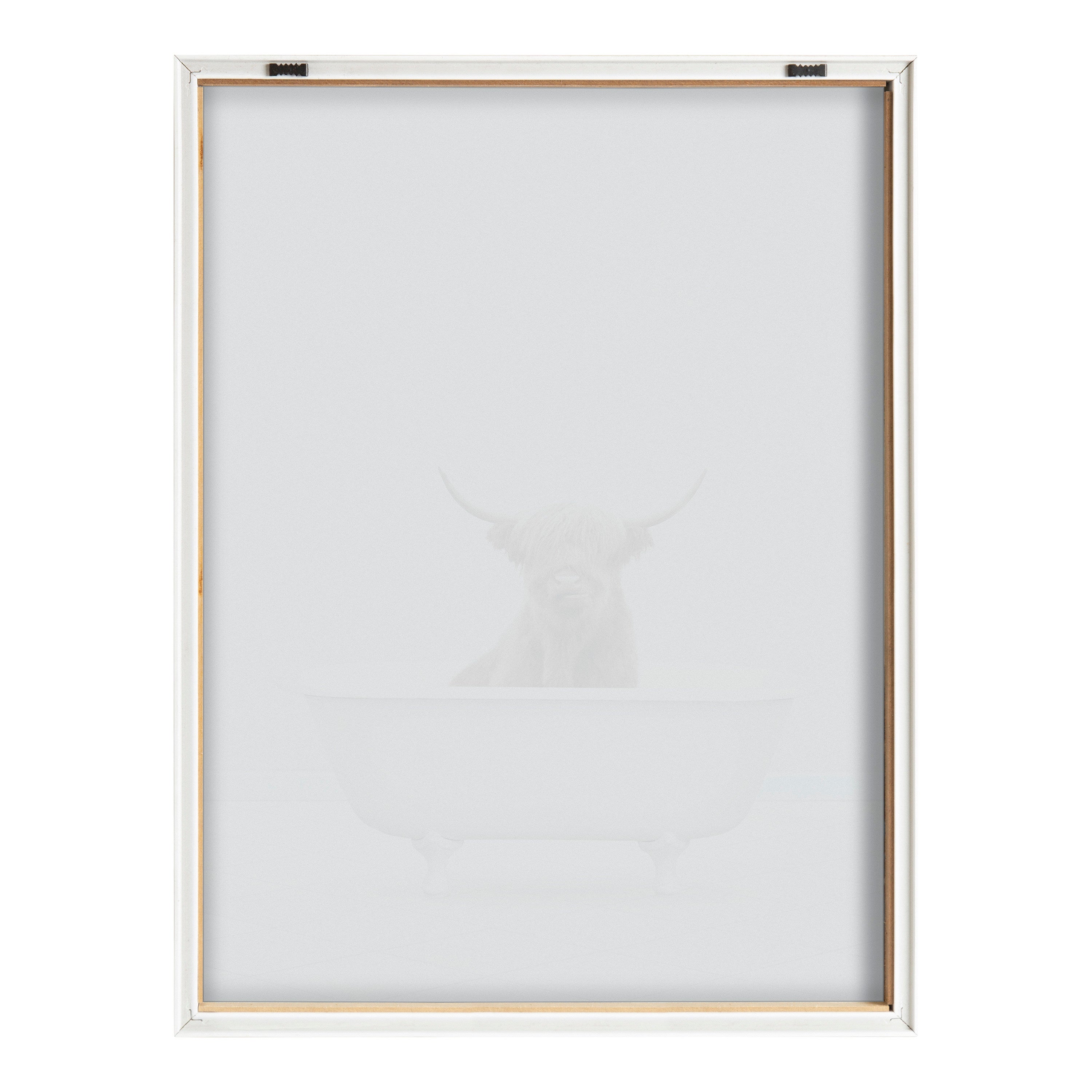 Blake Highland Cow Solo Bathtub Framed Printed Glass by Amy Peterson Art Studio