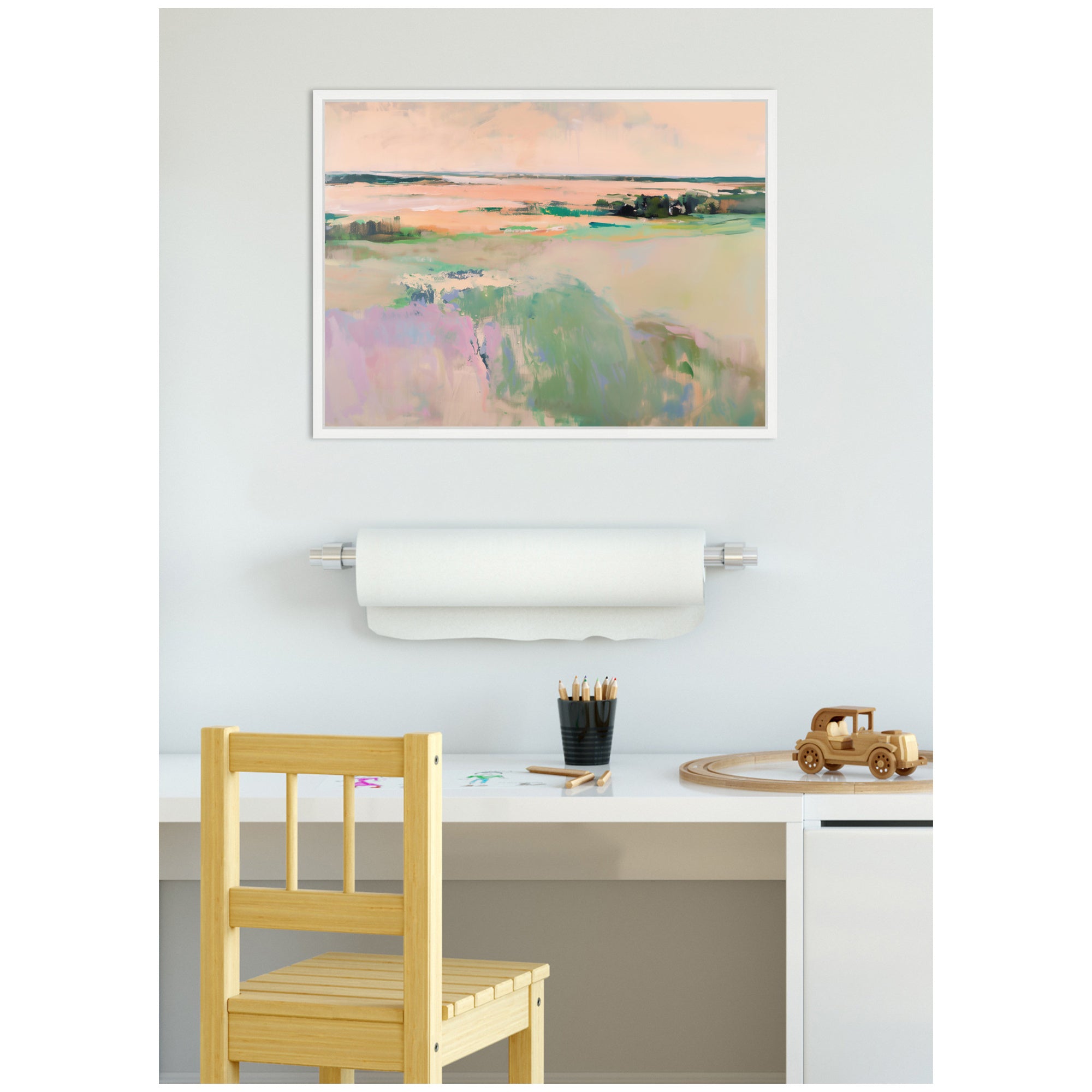 Sylvie Pastel Horizon III Framed Canvas by Amy Lighthall