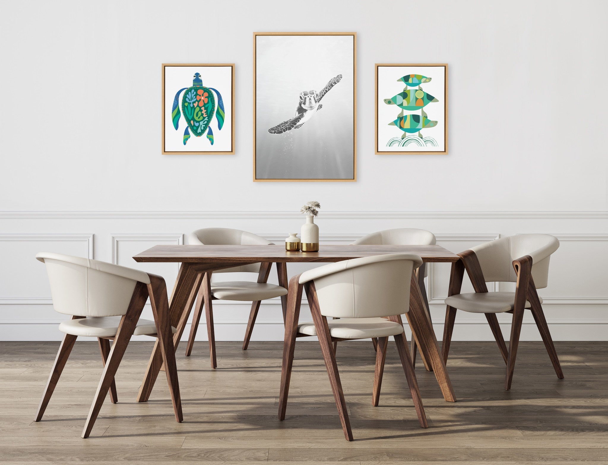 Sylvie Sea Turtle, Turtle Family and MCM Sea Turtle Framed Canvas Art Set by Various Artists