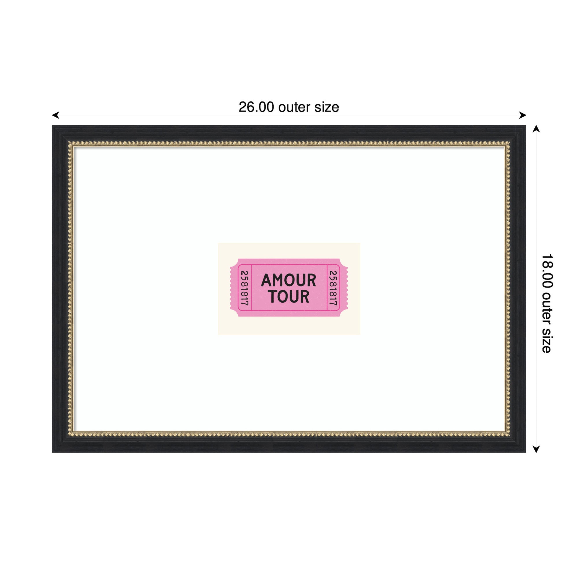 Pink Poster Retro Ticket Print, Amour Tour Dopamine Decor, Girly Wall Art, Trendy French Poster by Lucky Guava Framed Wall Art Print