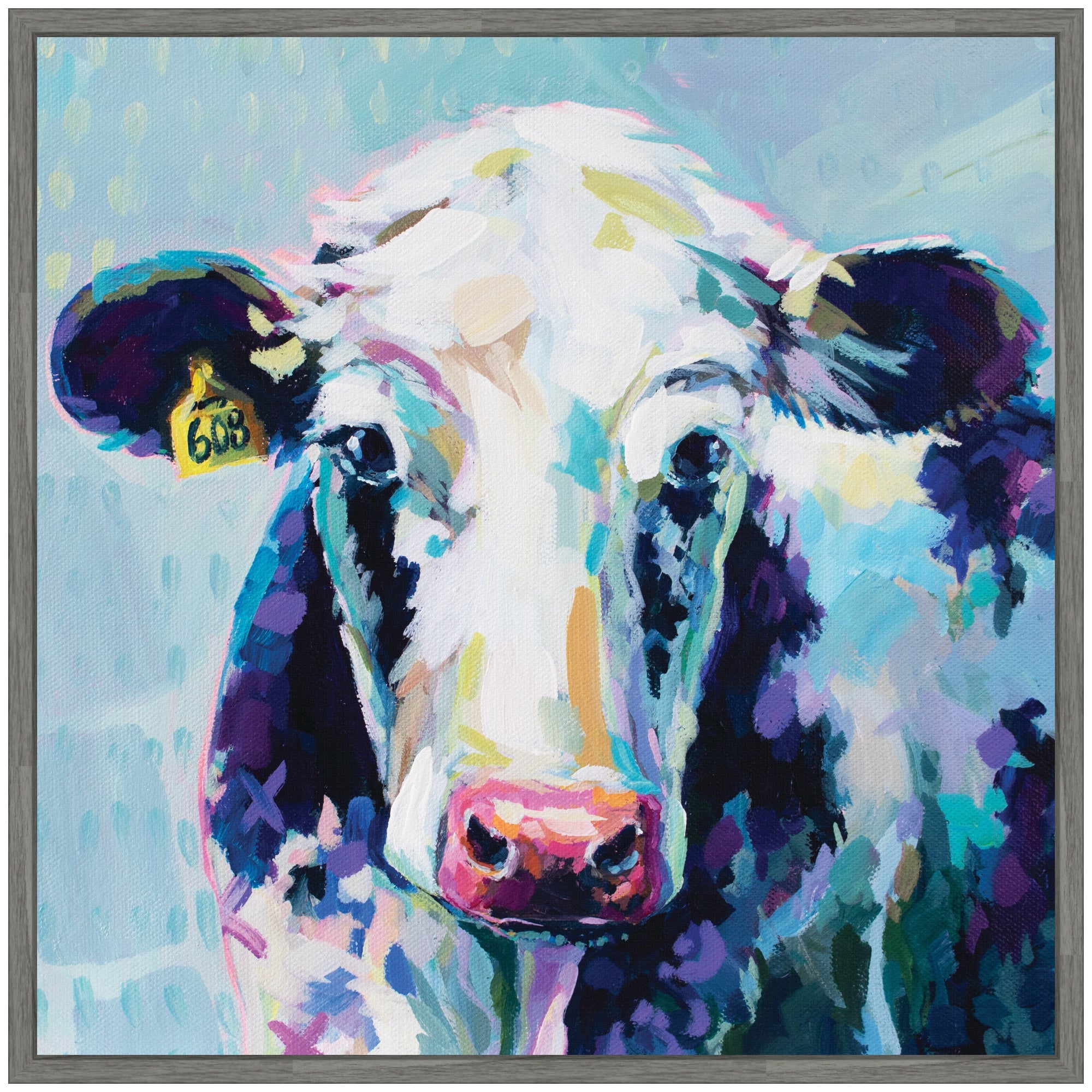 Sylvie 608 Cow Framed Canvas by Rachel Christopoulos