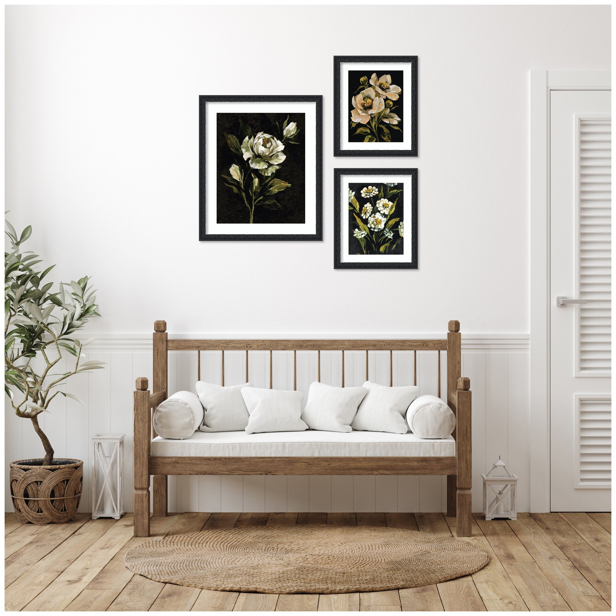 Moody Whites Floral No.
2 3 Piece Framed Wall Art Print Set by Annie Quigley