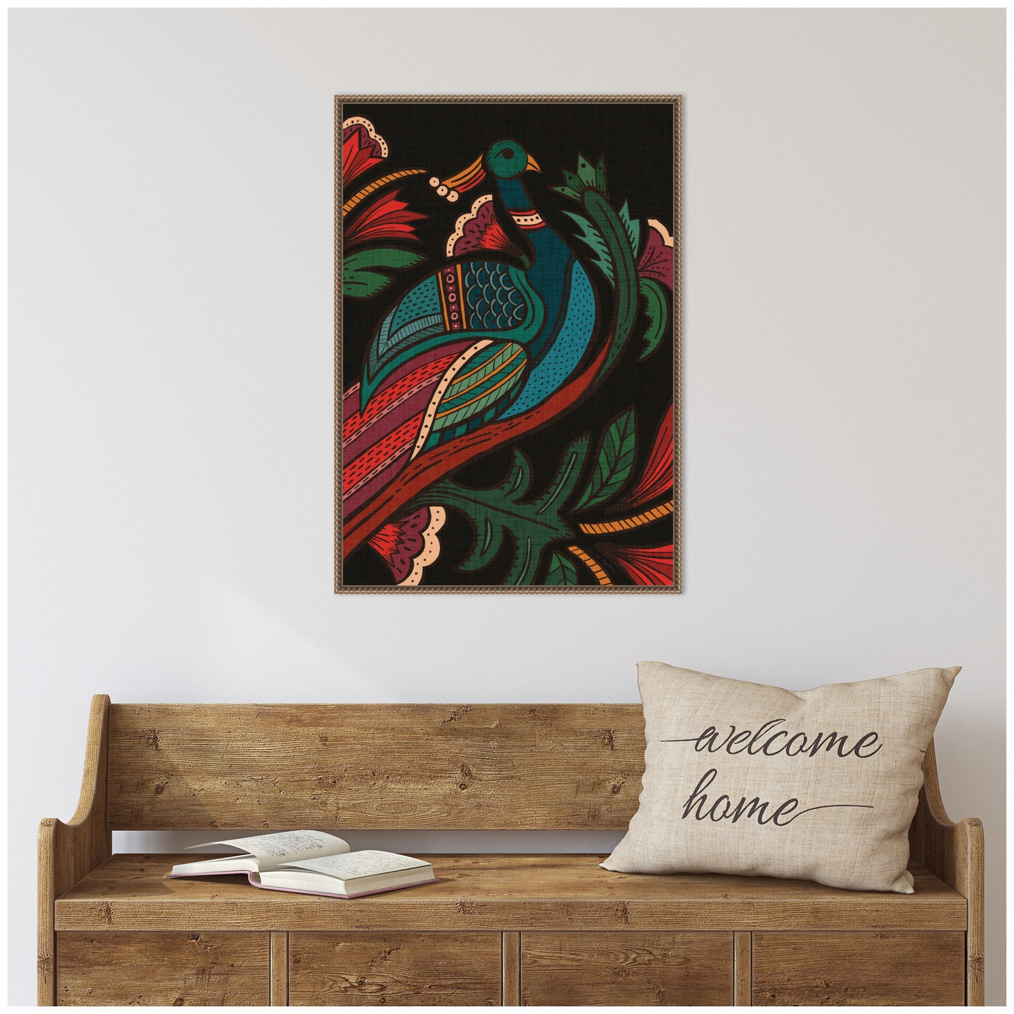 Sylvie Peacock Framed Canvas by Carey Copeland