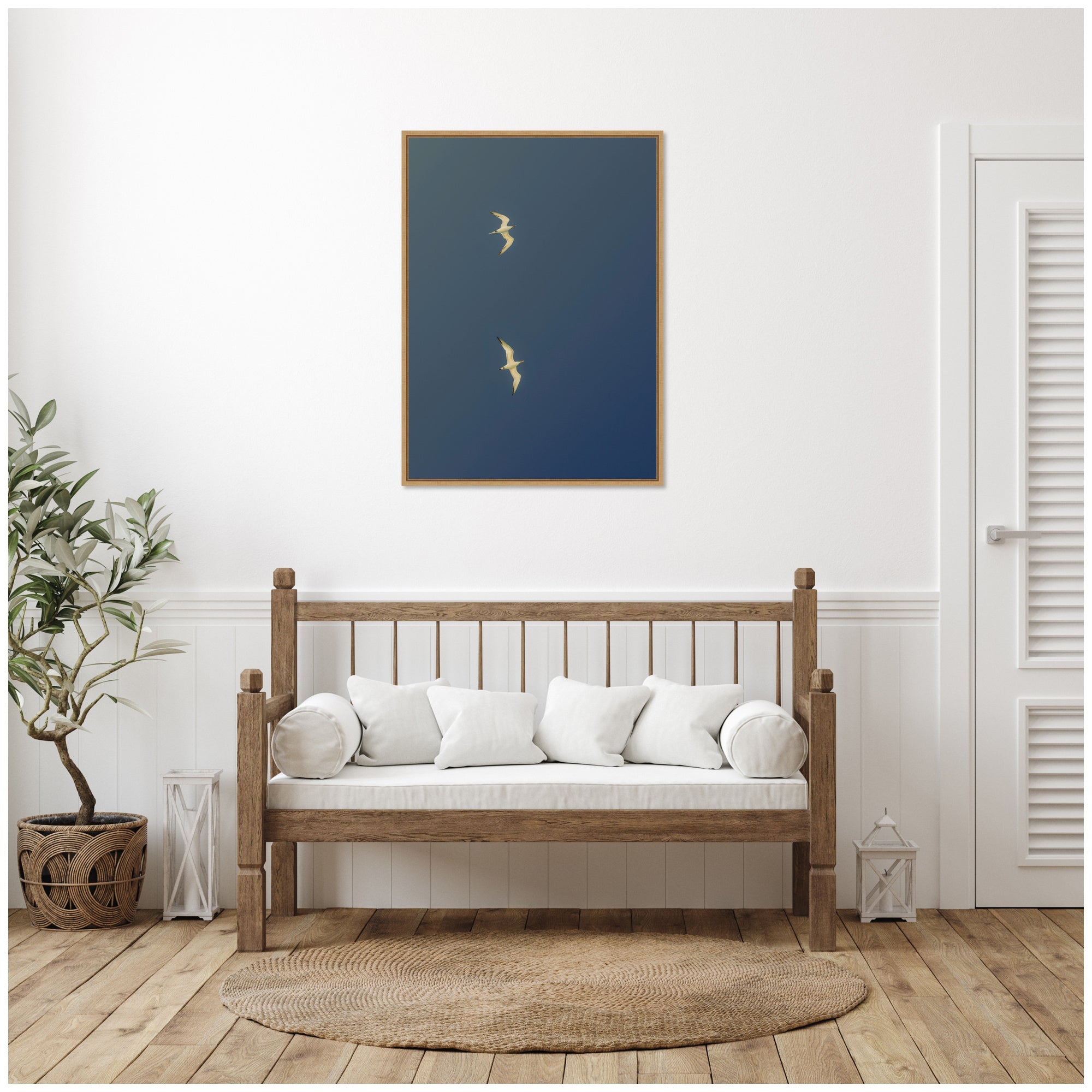 Fly Away Dark Blue by Alicia Bock Framed Canvas Wall Art Print