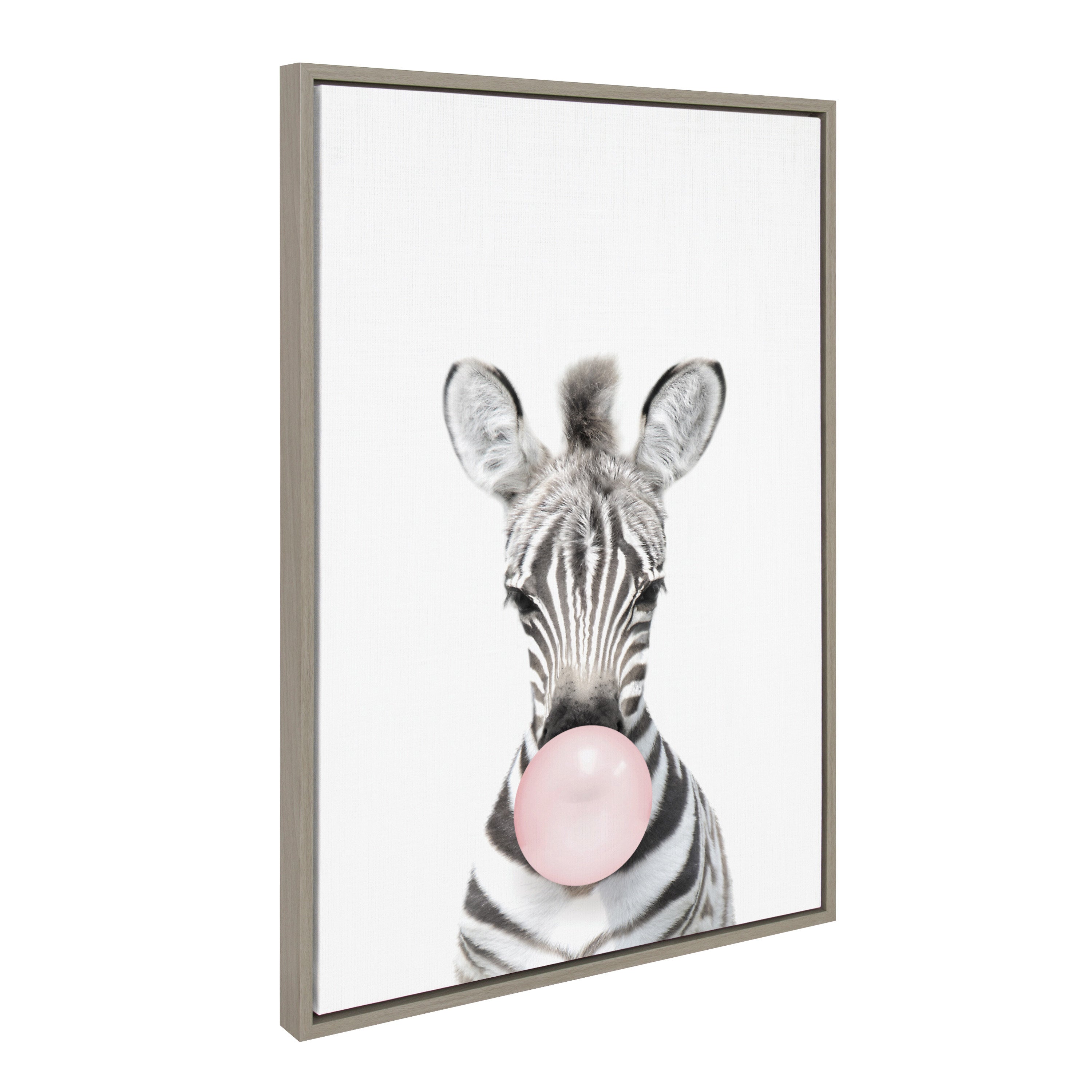Sylvie Bubble Gum Zebra Framed Canvas by Amy Peterson Art Studio by kateandlaurel - product image 2 for Resin Society
