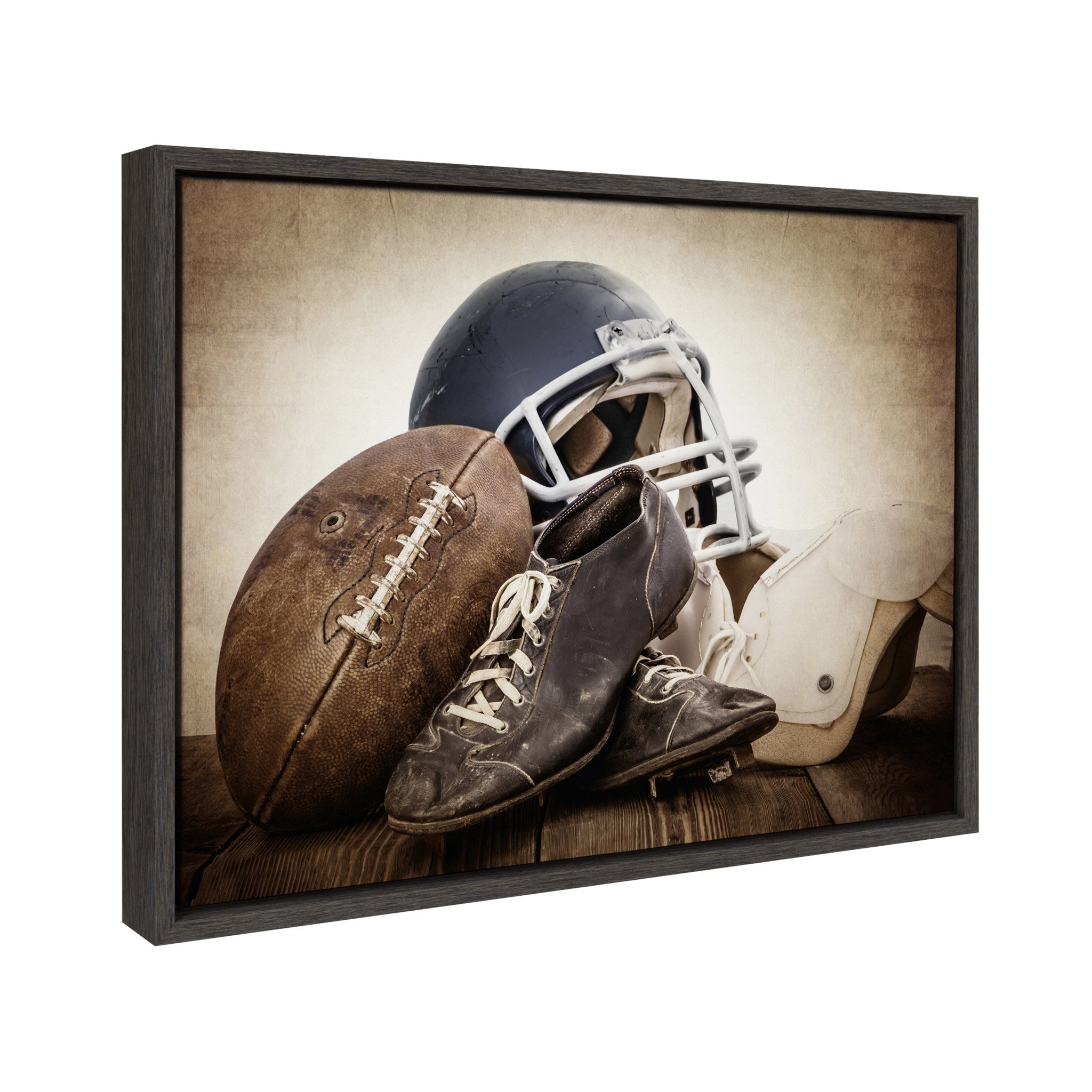 Sylvie Vintage Football Gear Framed Canvas by kateandlaurel - product image 2 for Resin Society