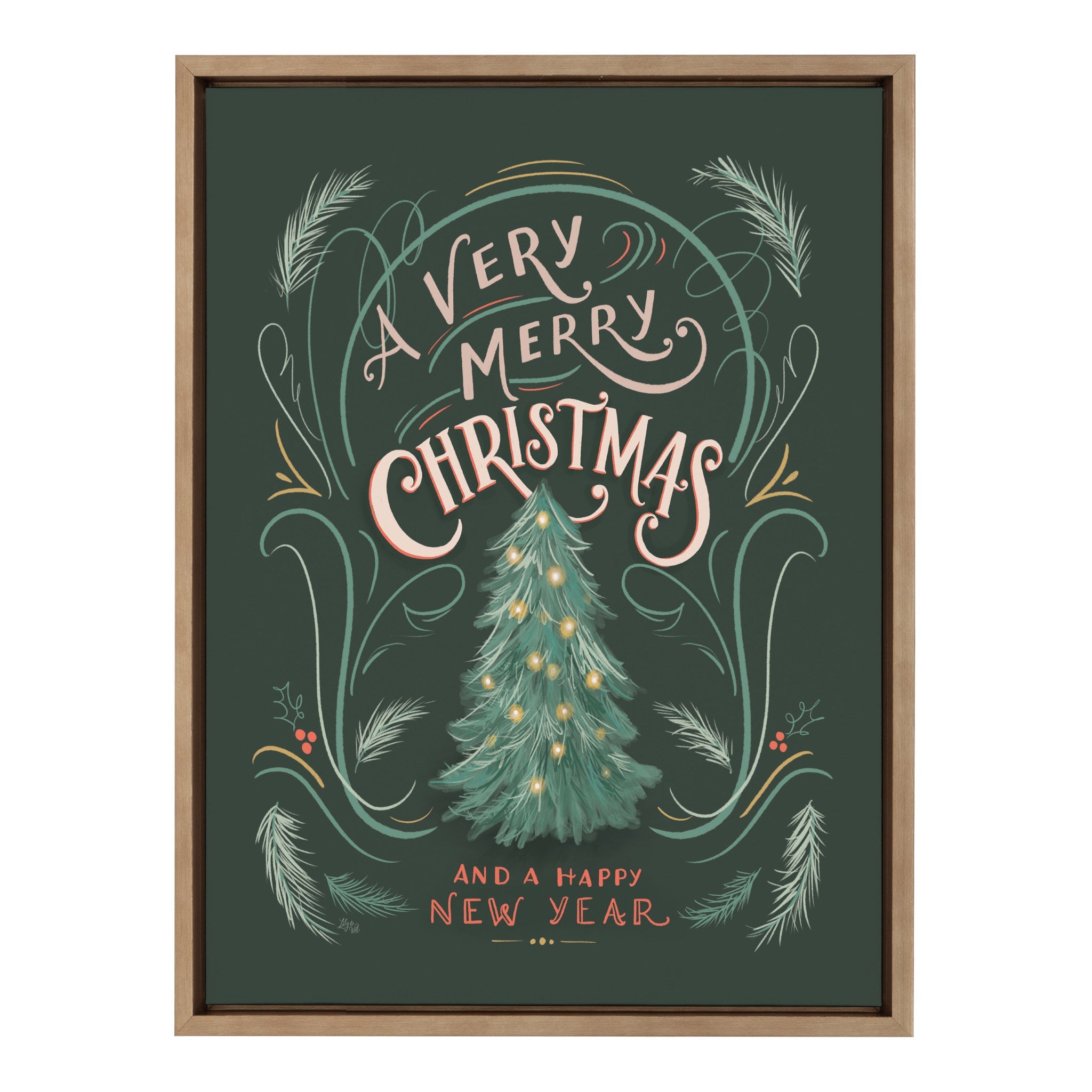 Sylvie A Very Merry Christmas Framed Canvas by Valerie McKeehan of Lily and Val