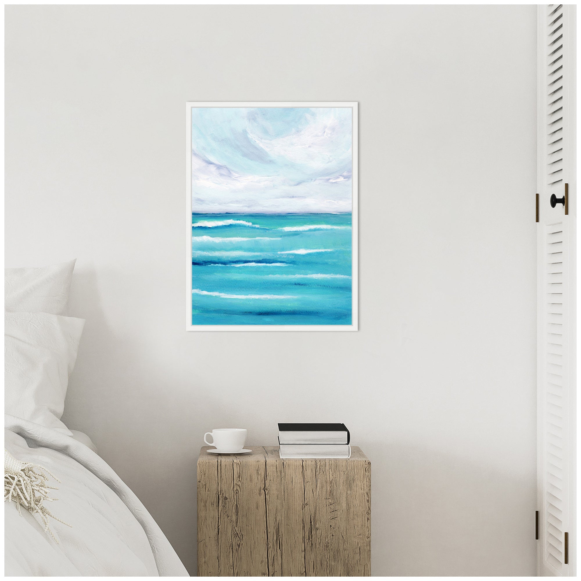Sylvie Evening Ocean Waves Framed Canvas by Nikita Jariwala