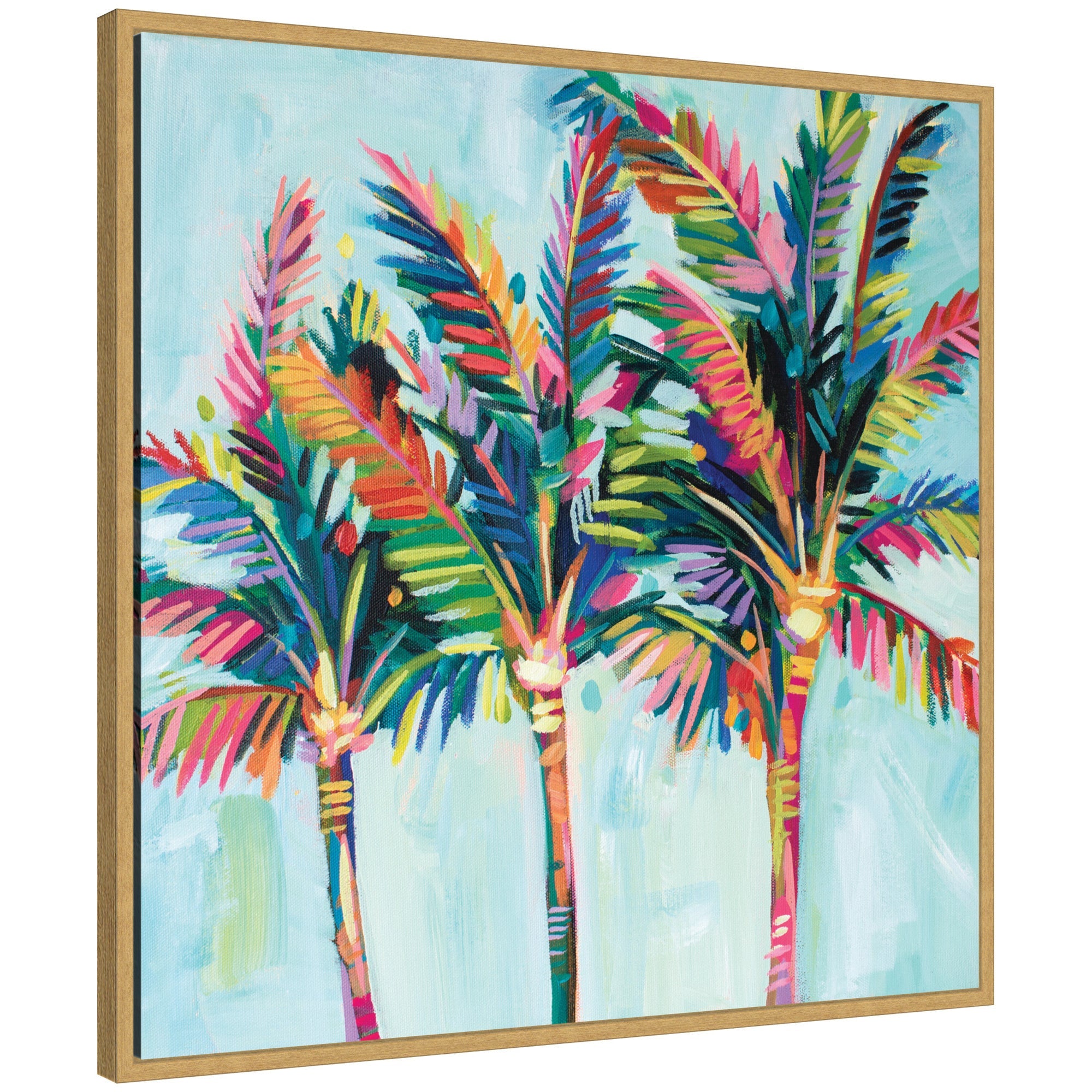 Sylvie Rainbow Coconuts framed canvas art showing colorful coconut illustrations with a lightweight polystyrene frame