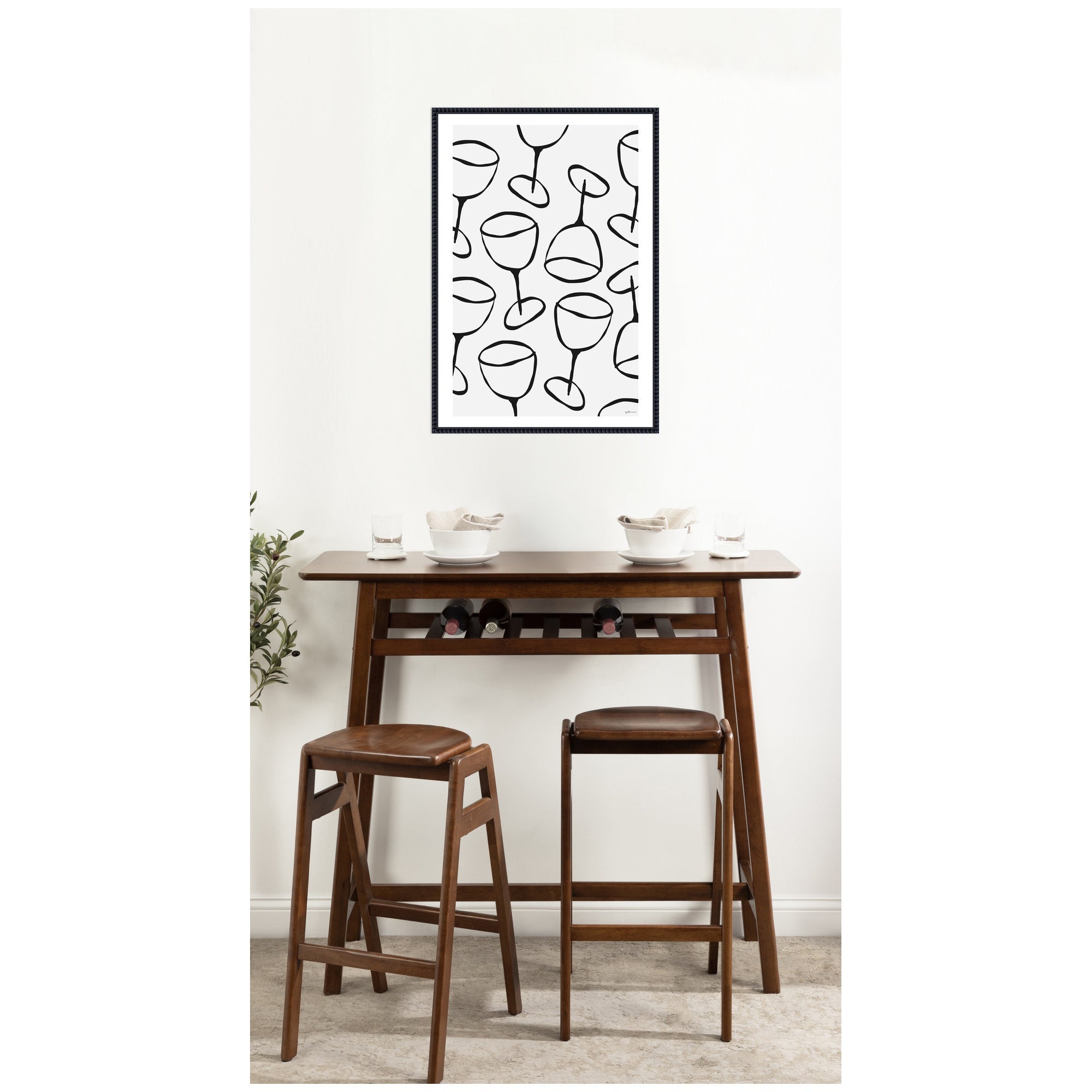 Wine Everywhere by Gabrielly Guedes Framed Canvas Wall Art Print