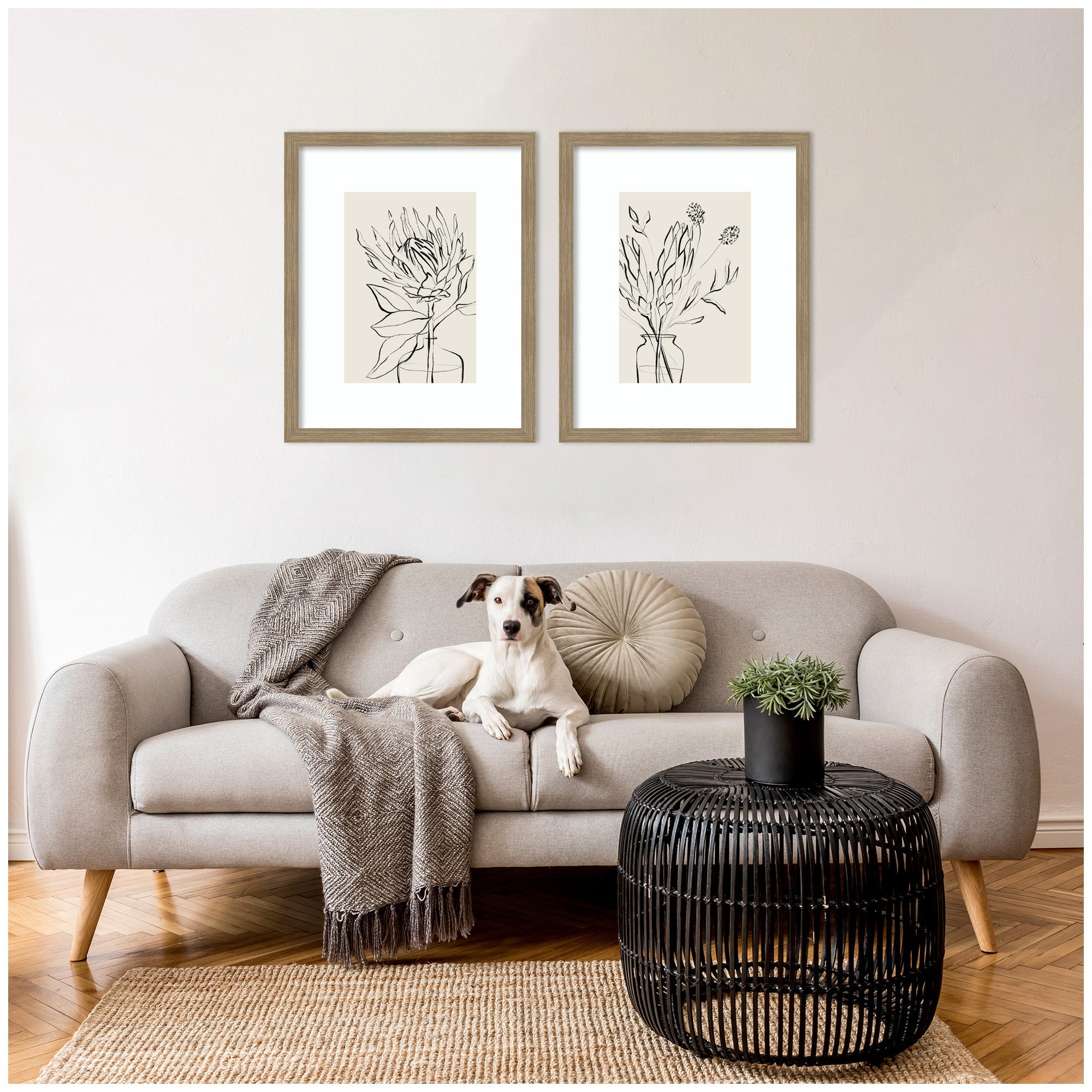 SB Protea Sketch No.
1 & No.
2 2 Piece Framed Wall Art Print Set by Sara Berrenson