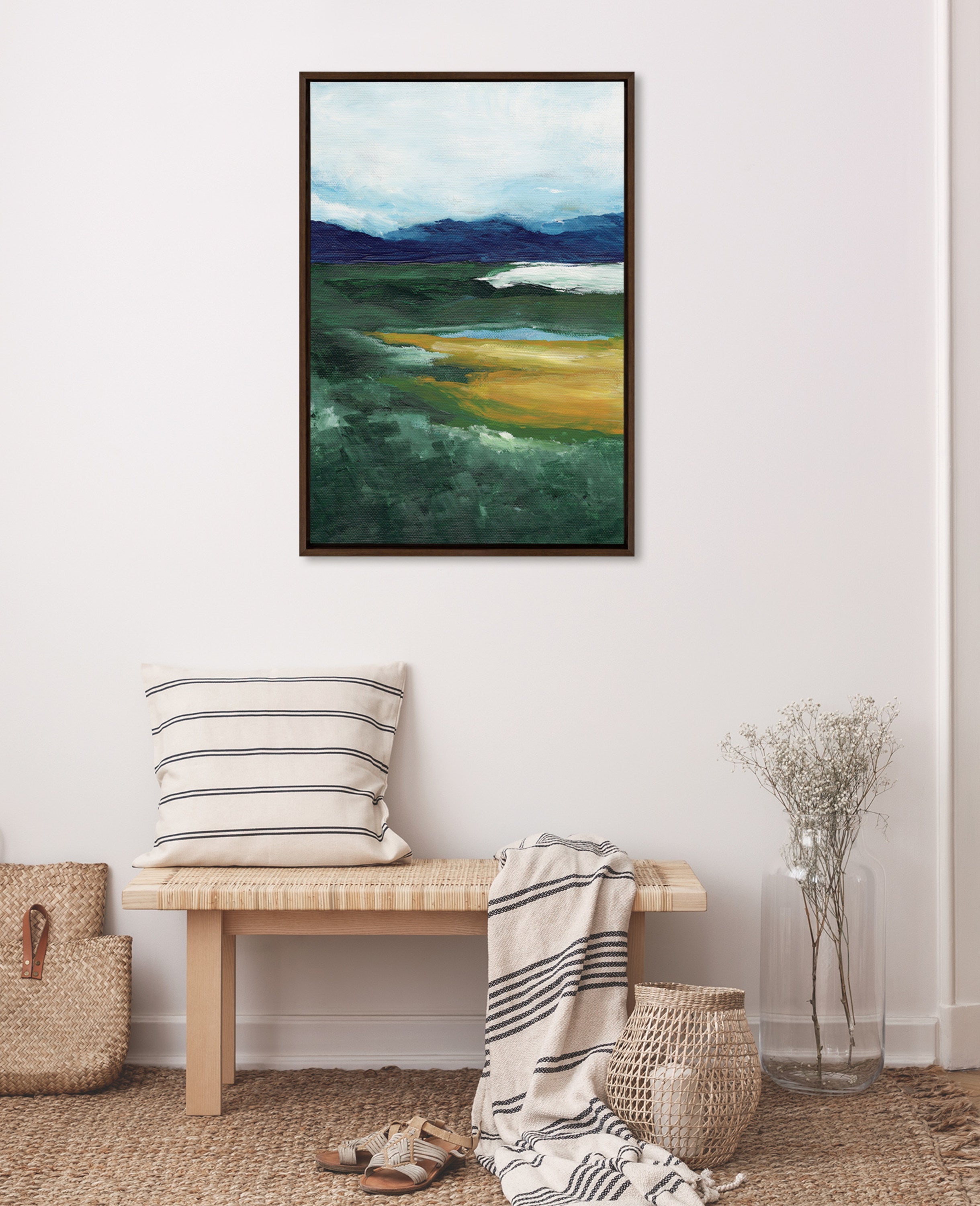 Sylvie Misty Green Framed Canvas by Nikita Jariwala