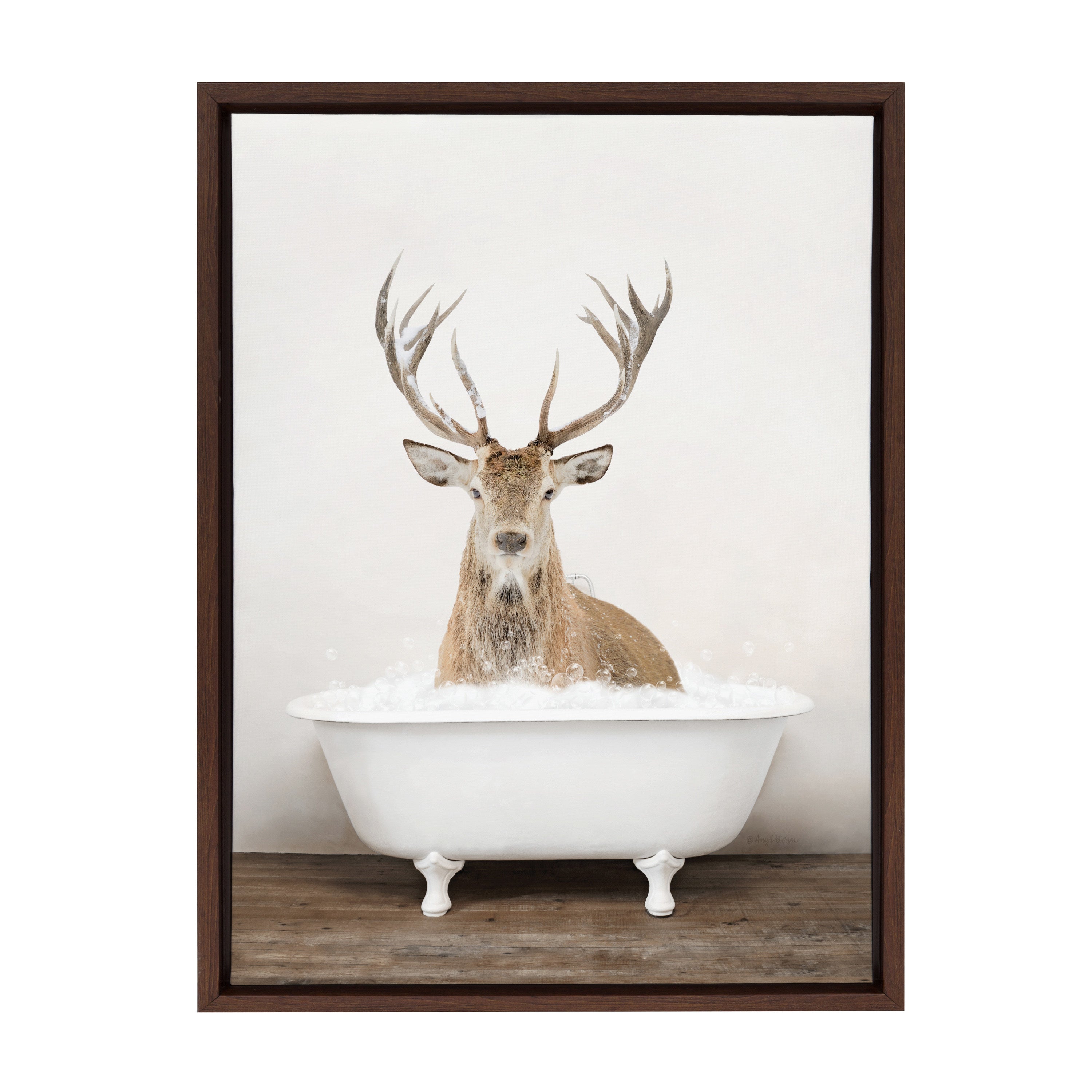 Sylvie Male Deer in Rustic Bath Framed Canvas by kateandlaurel - product image 2 for Resin Society
