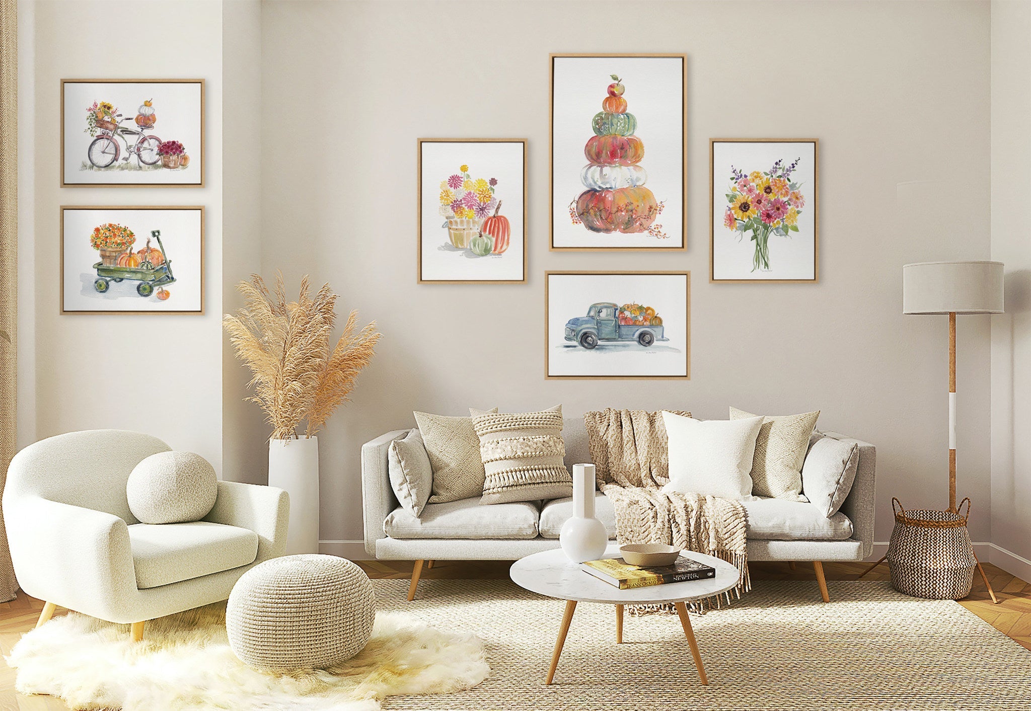 Sylvie Pumpkin Topiary Framed Canvas by kateandlaurel - product image 6 for Resin Society