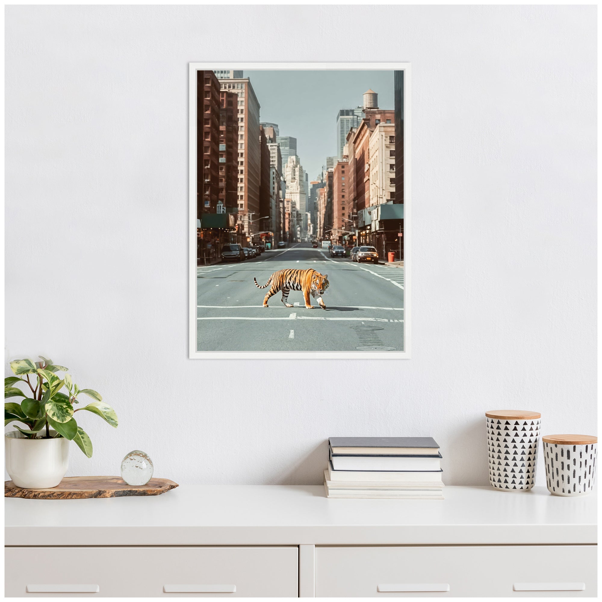 Sylvie Urban Tiger in the City Framed Canvas by Michael Schauer