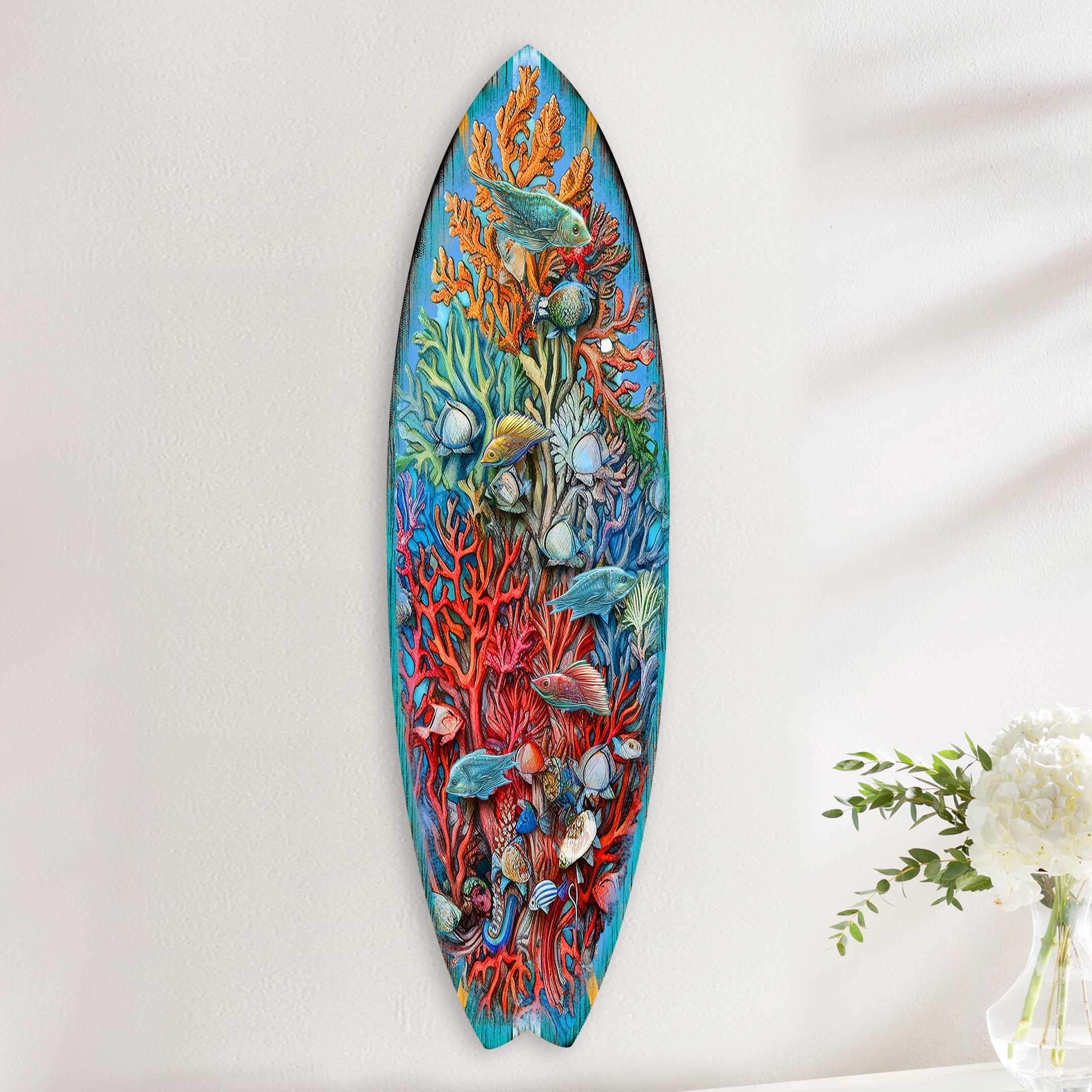 Surfboard Coastal Wall Art - Underwater Life by G. DeBrekht