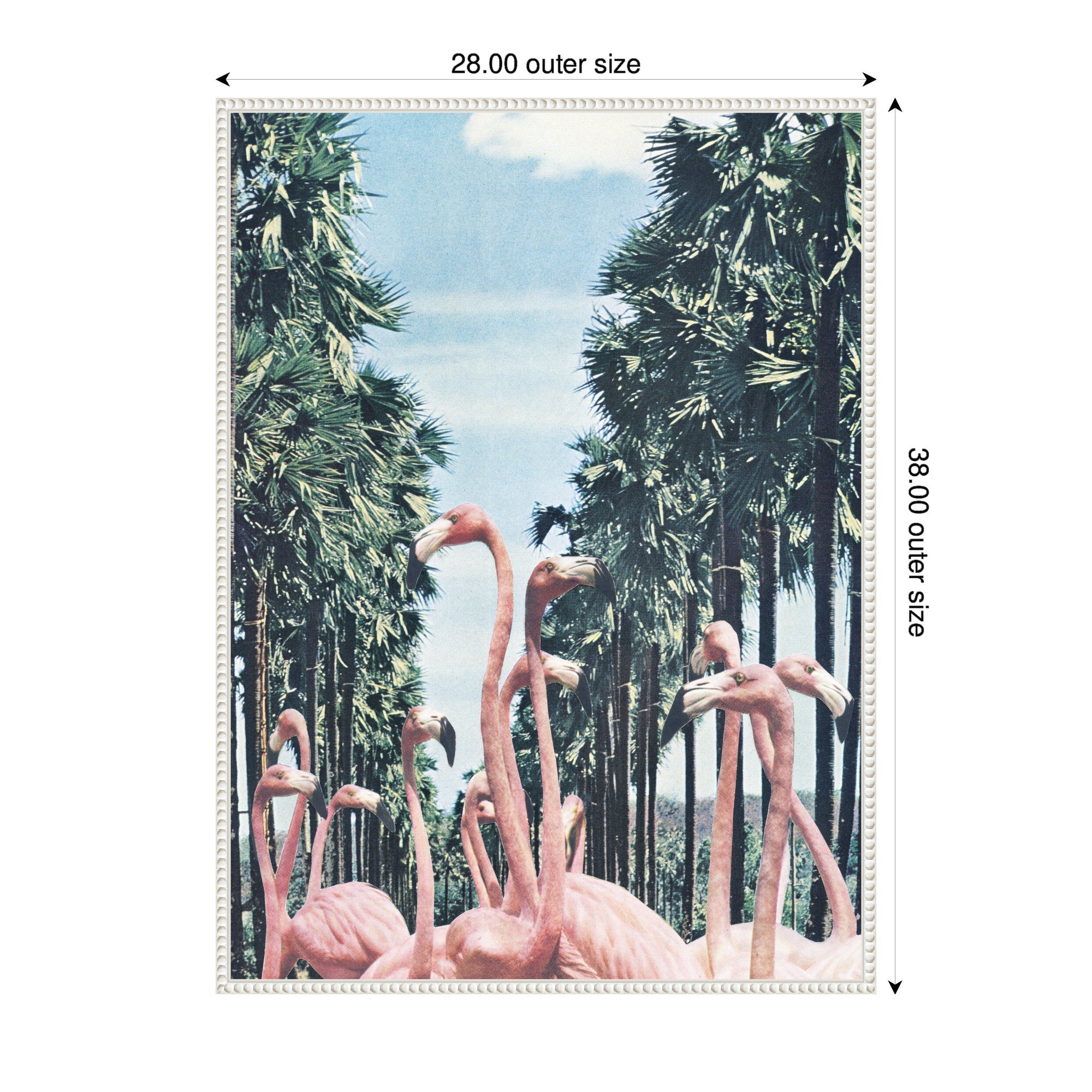 Sylvie Palm Trees and Flamingos Framed Canvas by Sarah Eisenlohr
