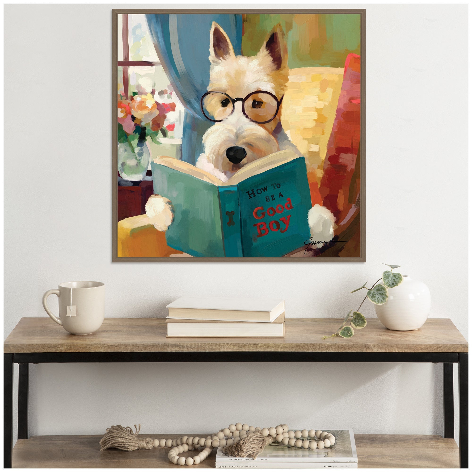 Sylvie How to be a Good Boy Framed Canvas by Mary Sparrow