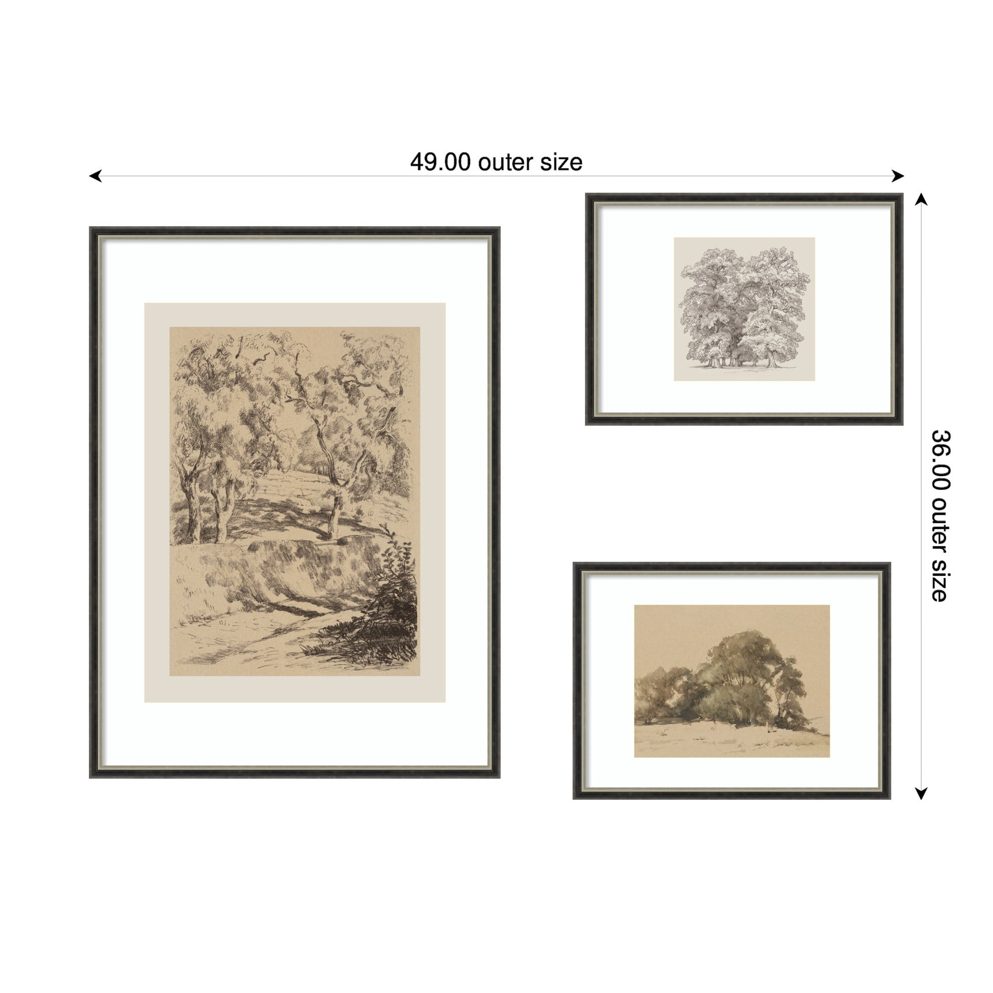 Sketches of Nature by Fry, Becker & Bosboom 3 Piece Framed Wall Art Print Set by Nostalgia Prints