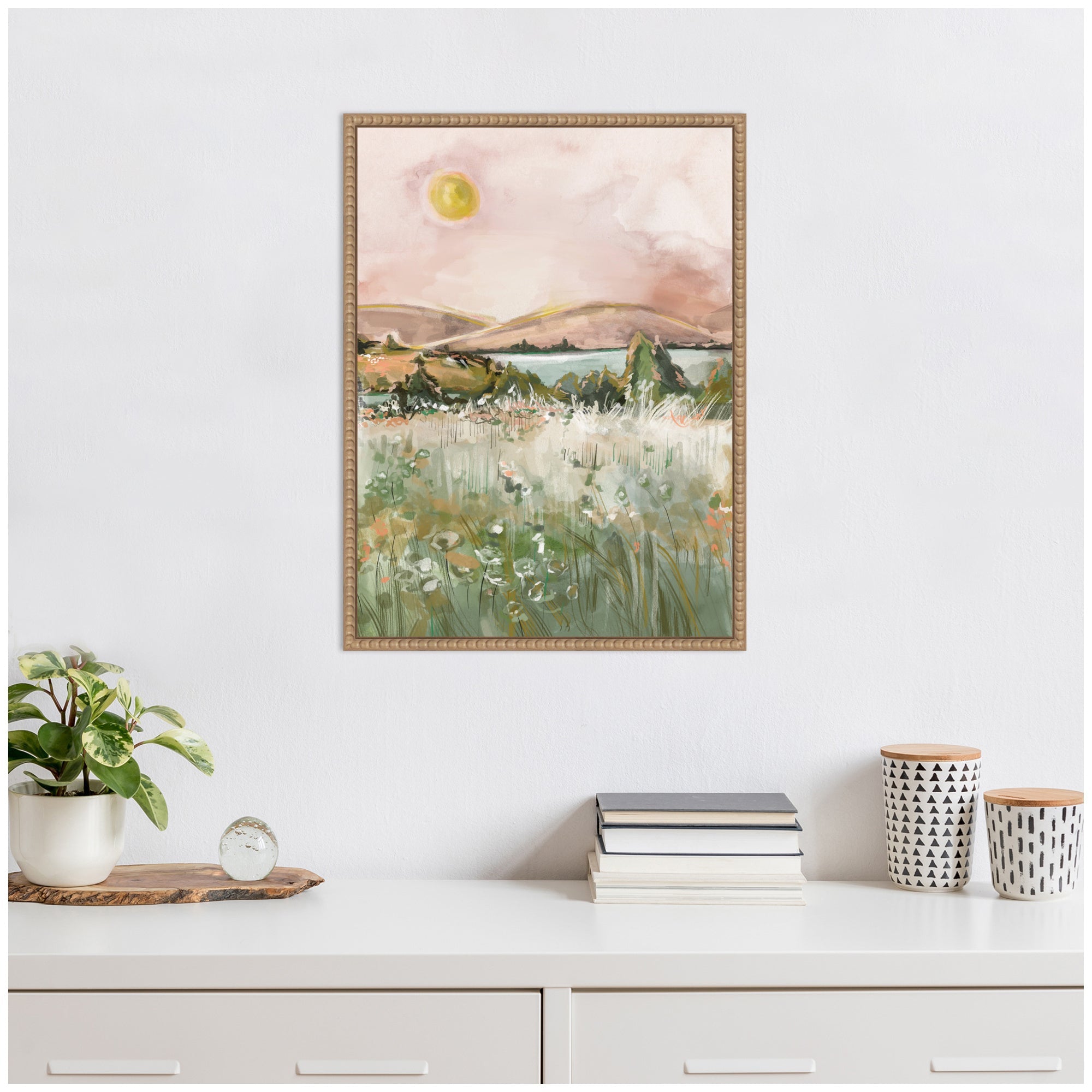 Sylvie Neutral Landscape 02 Framed Canvas by Annie Quigley